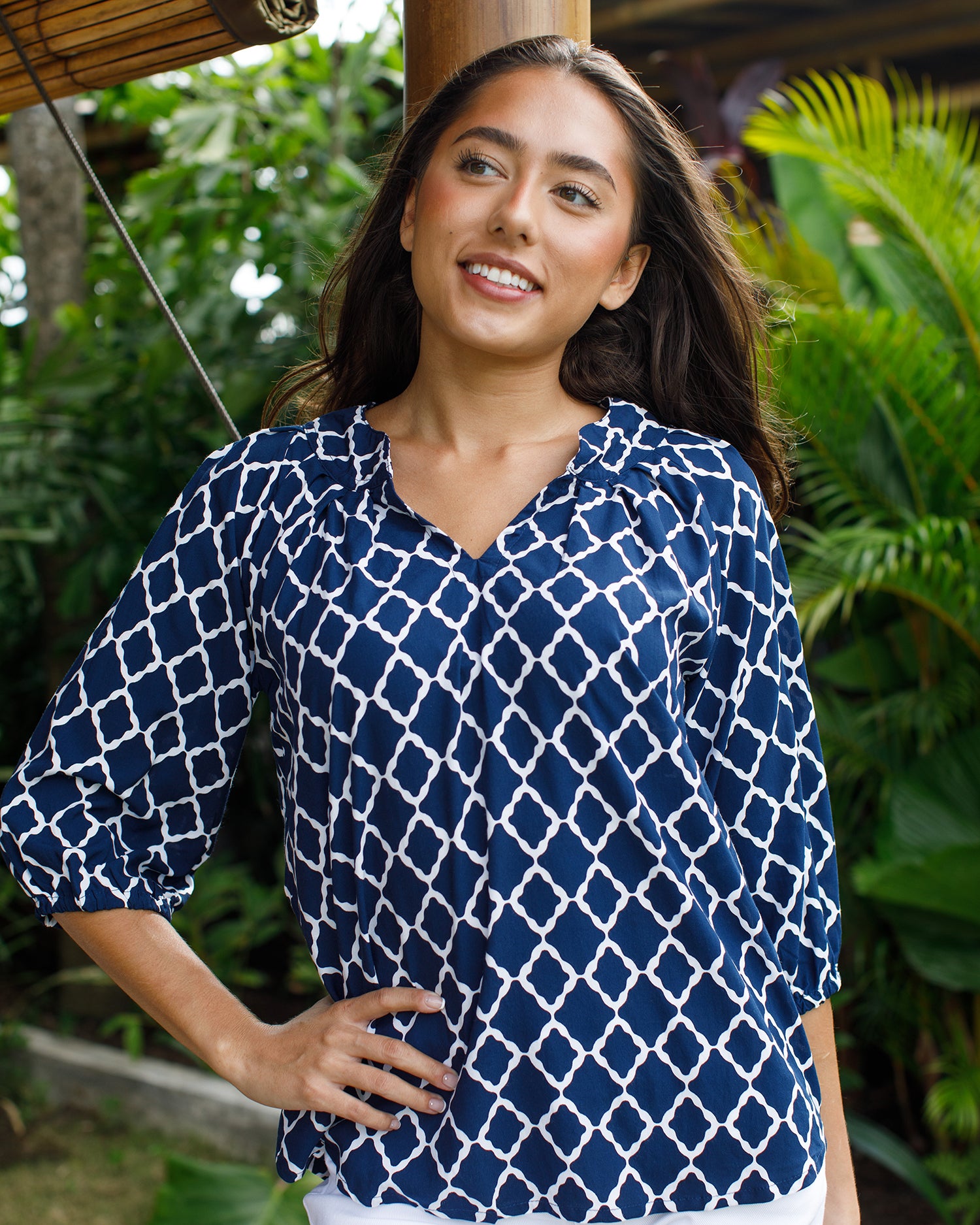 Pippa Top - Navy/White Marquis