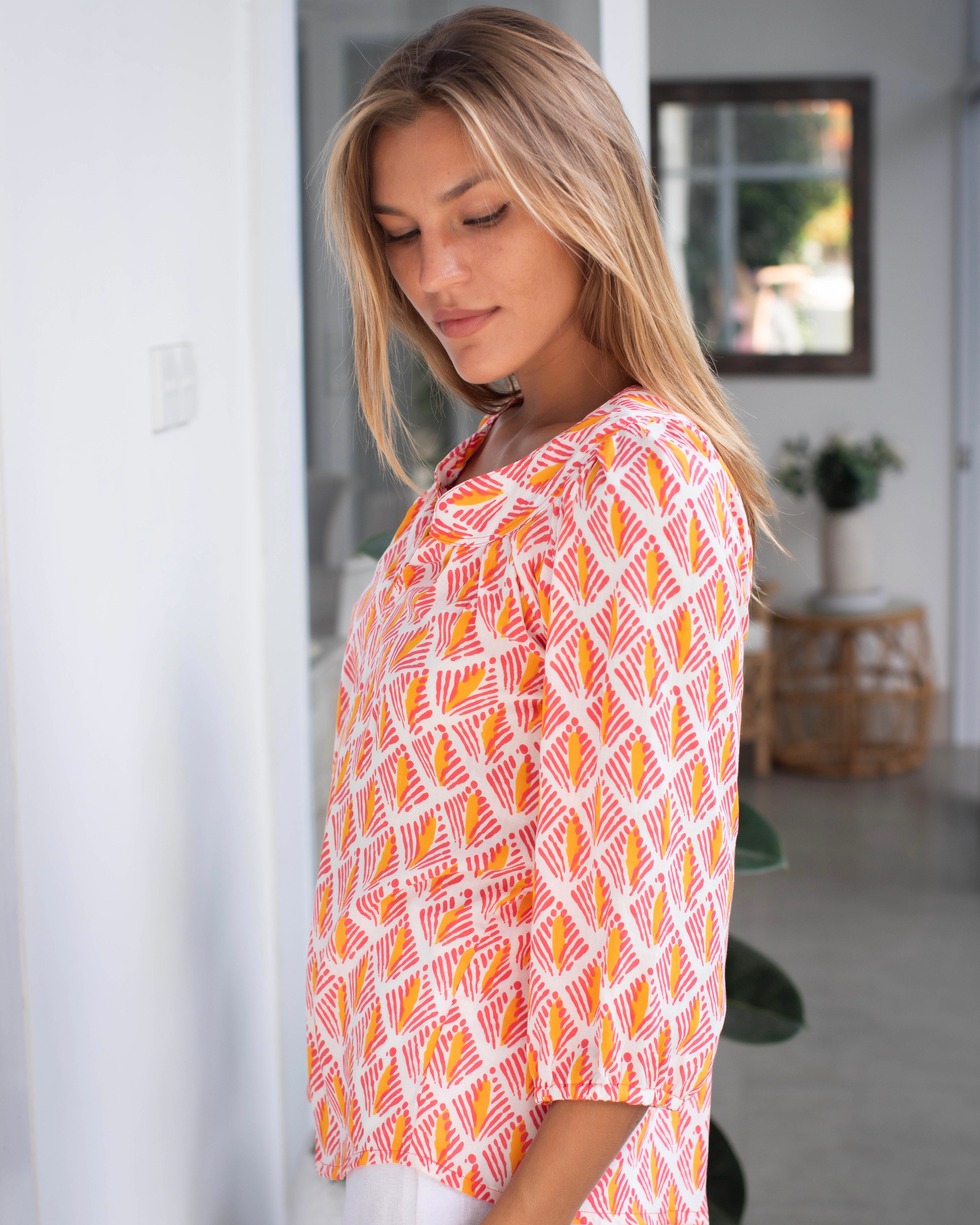 Pippa Top - Pink/Orange Arrow