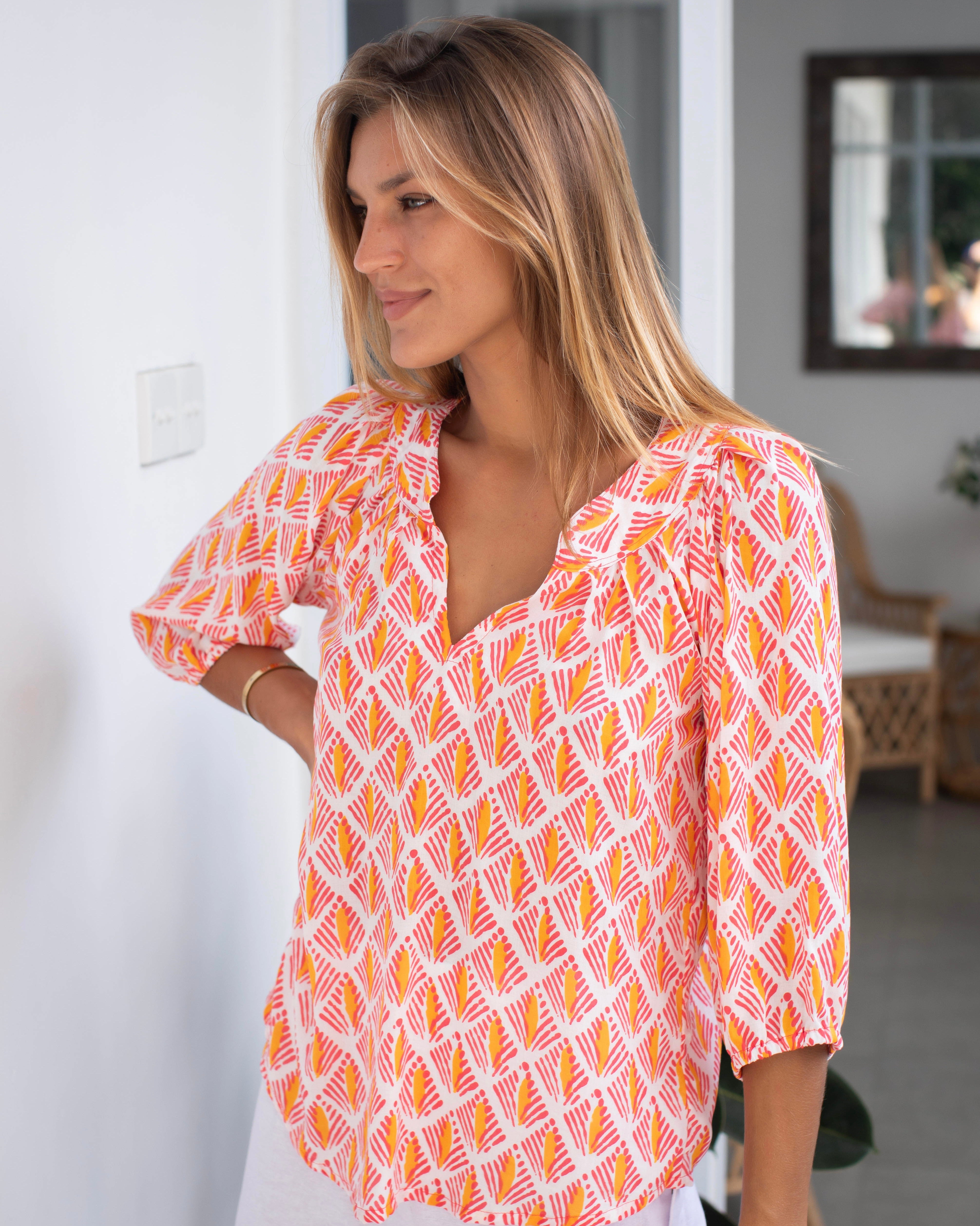 Pippa Top - Pink/Orange Arrow