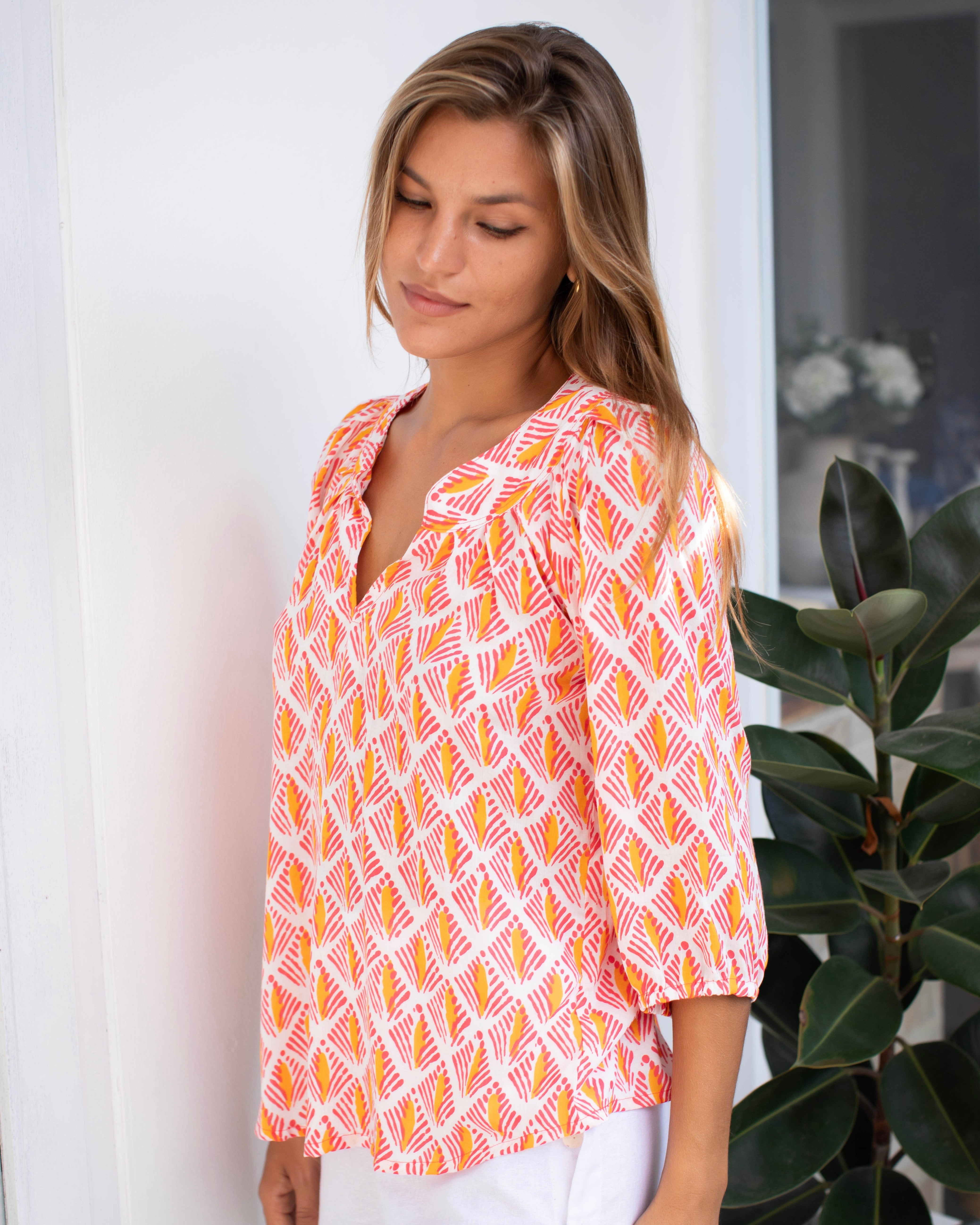 Pippa Top - Pink/Orange Arrow