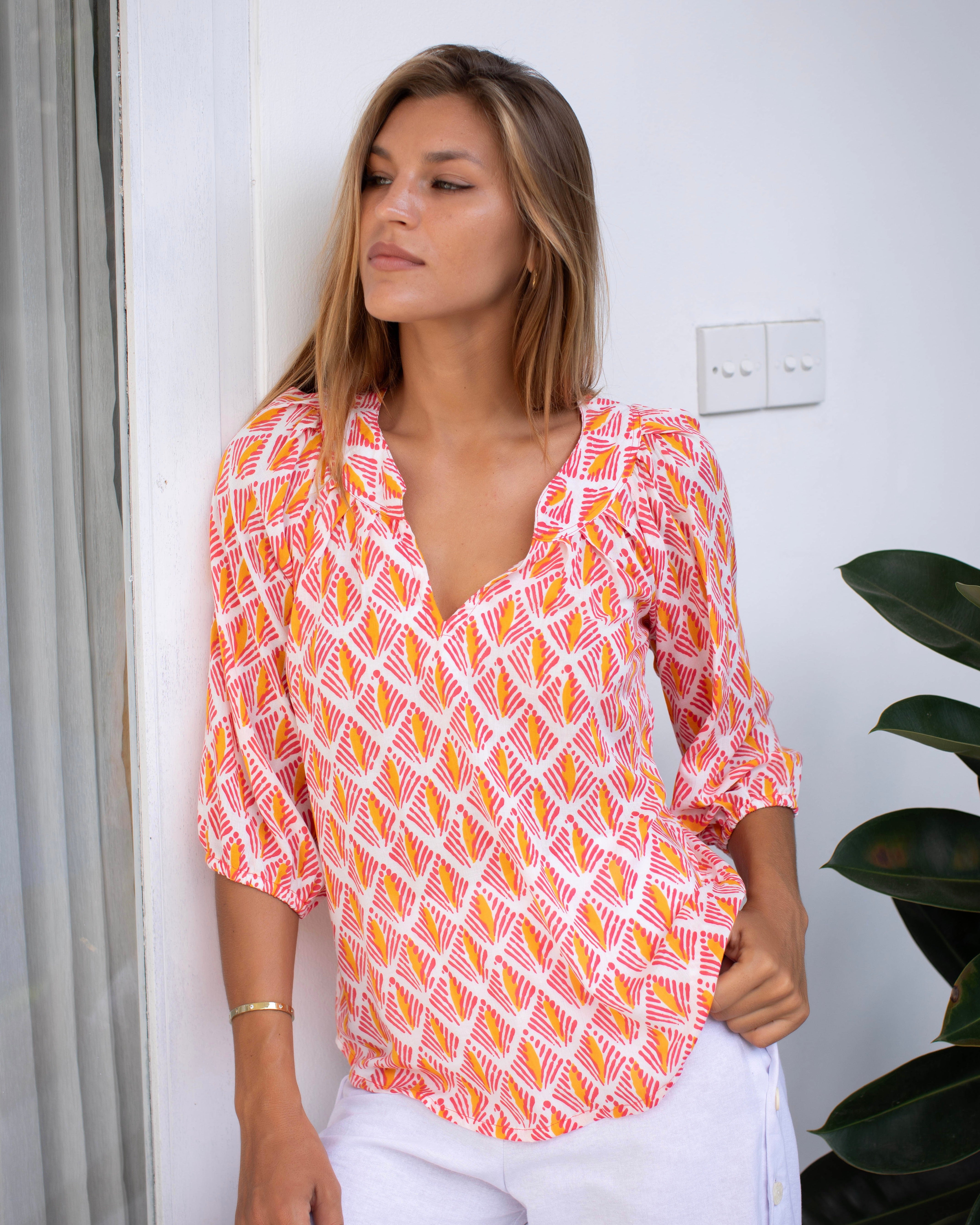 Pippa Top - Pink/Orange Arrow