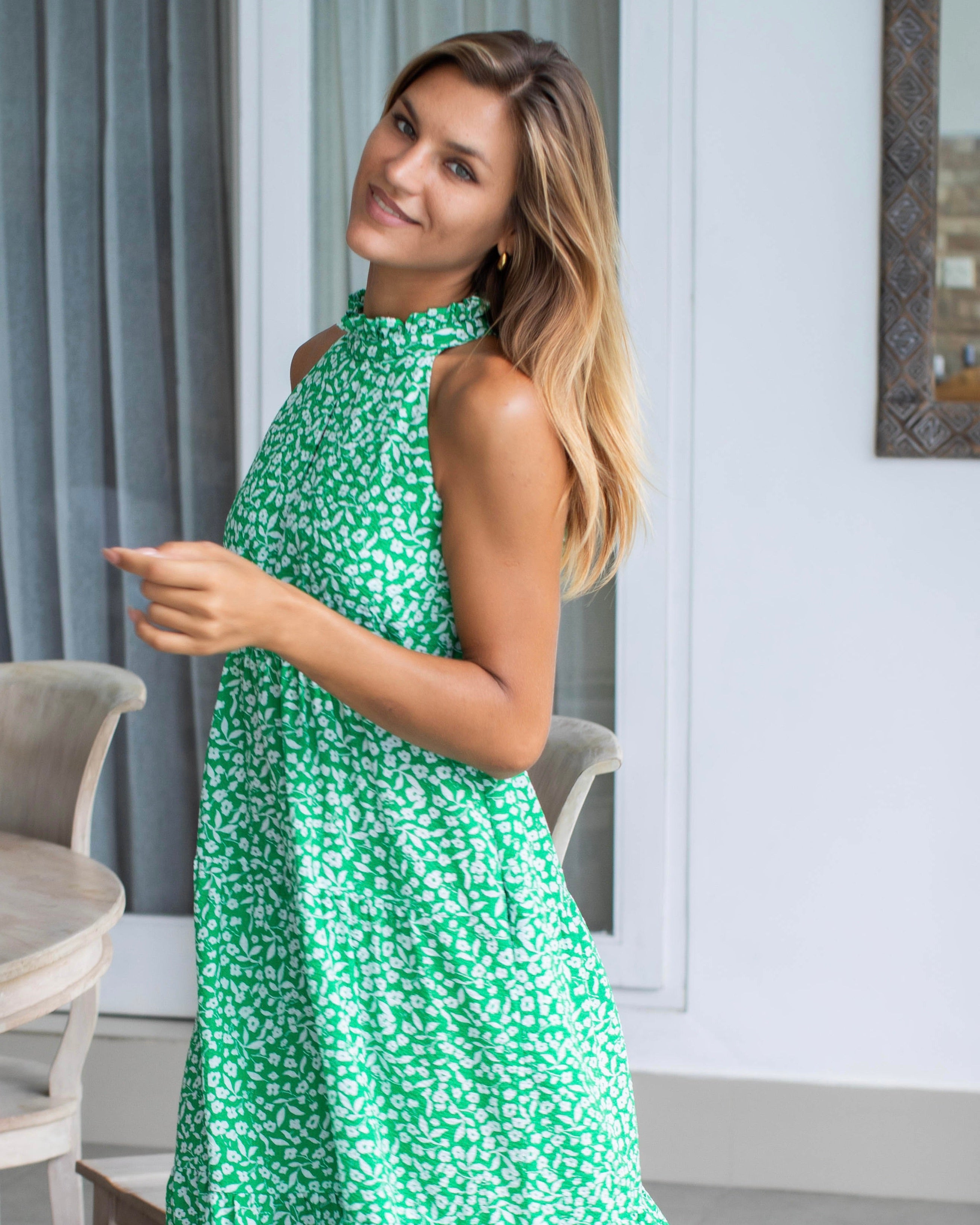 Rose Dress - Green Daisy