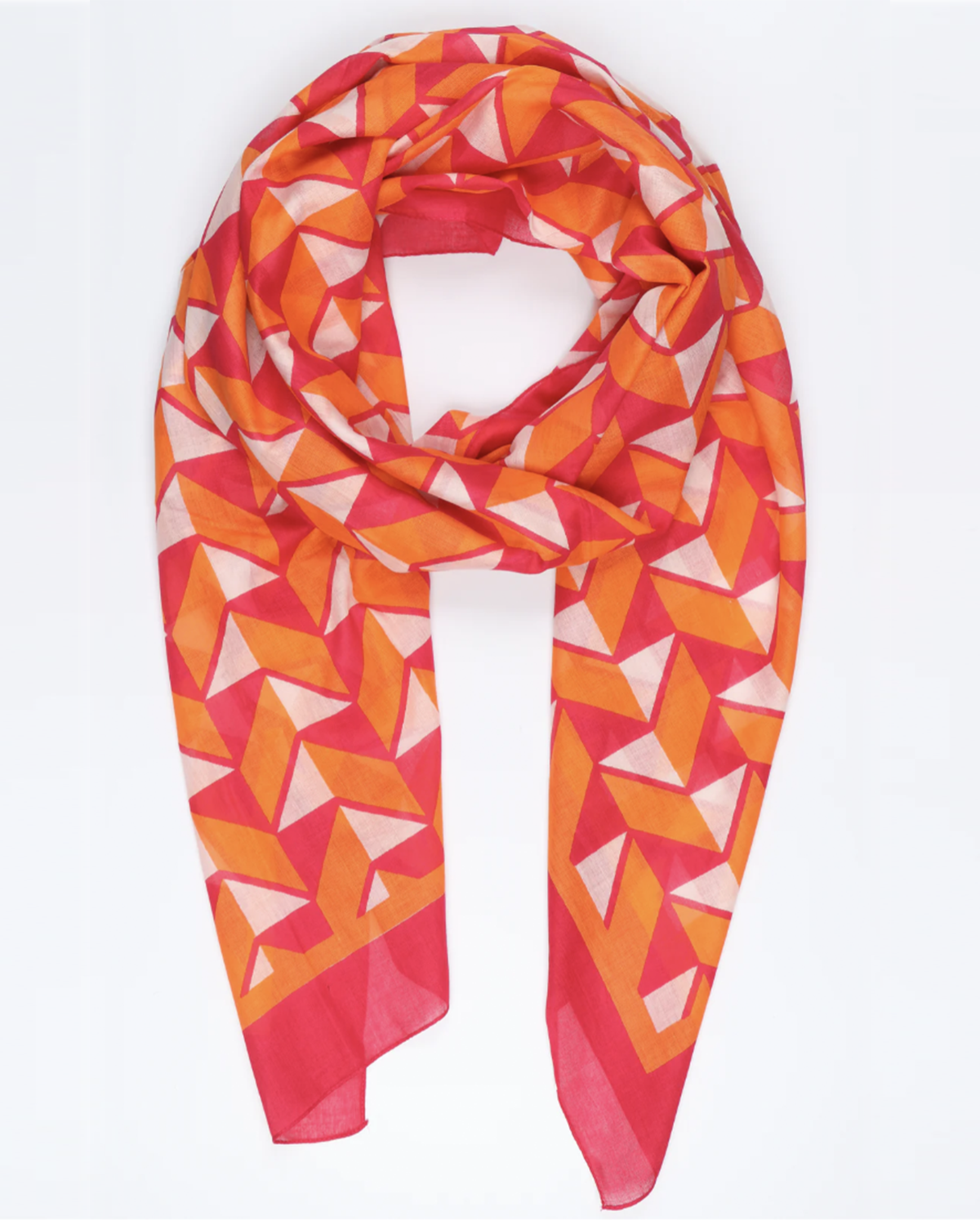 Fuchsia Geo Print Border Scarf