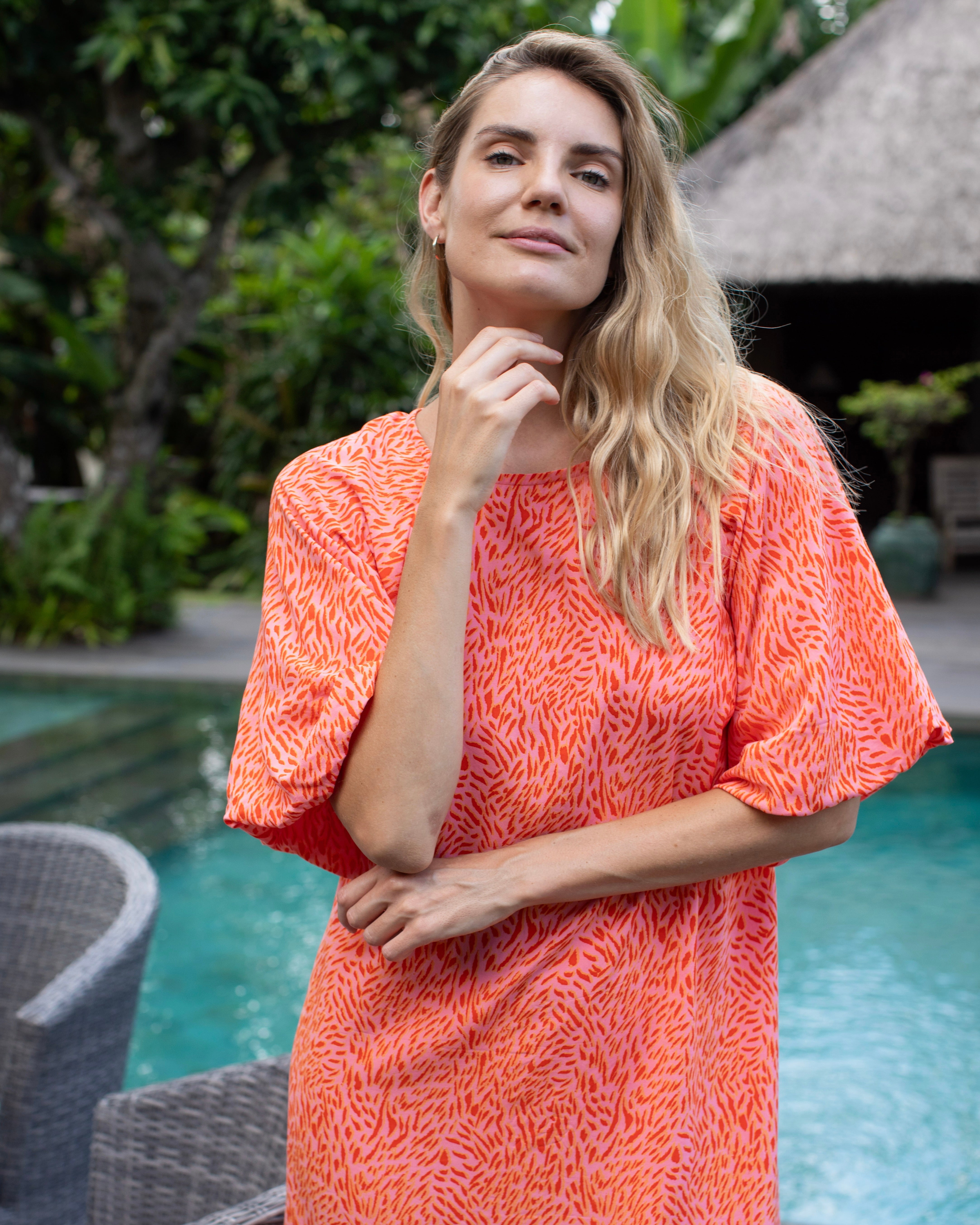 Savannah Dress - Red Small Tiger
