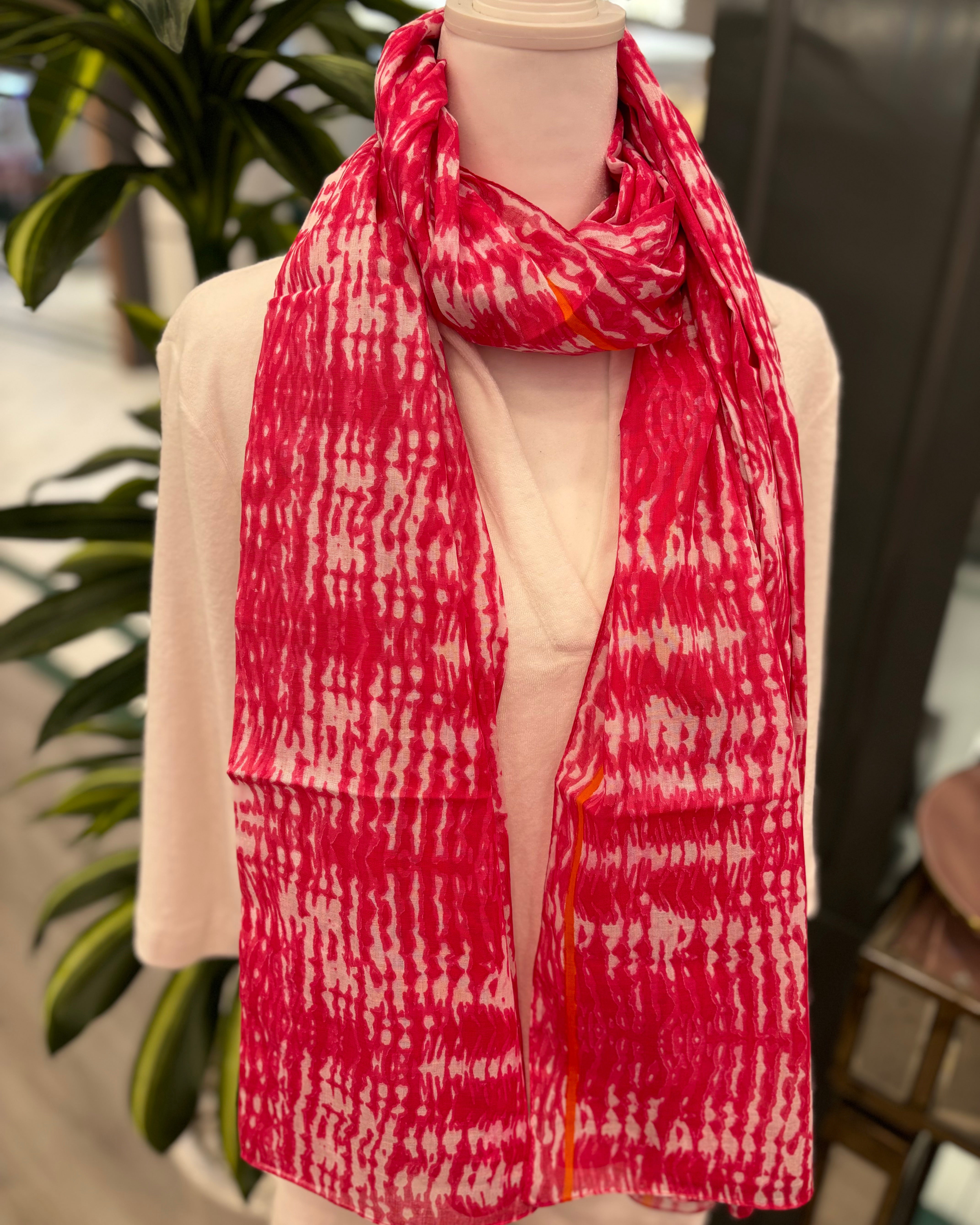 Hot Pink Tie Dye Scarf