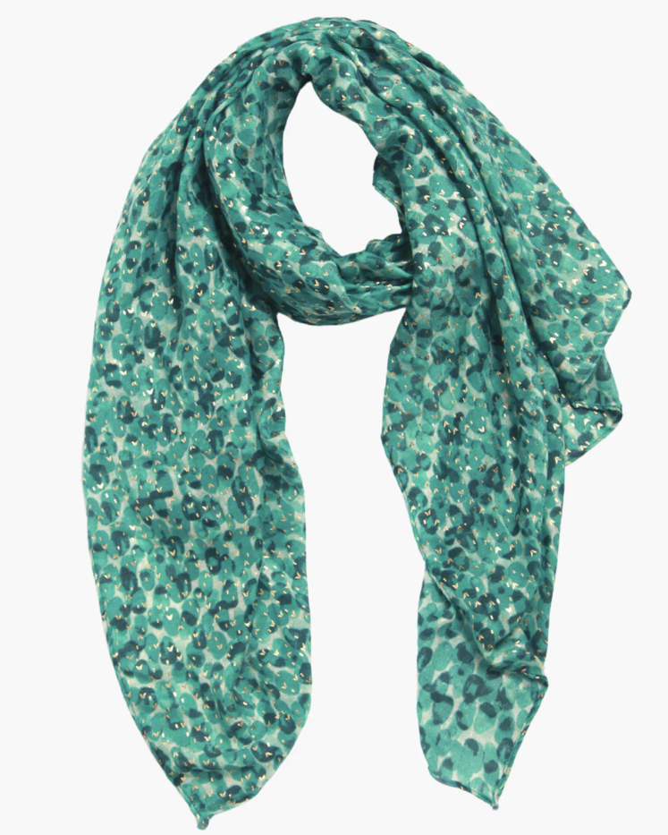 Green Abstract Animal/Gold Foil Scarf