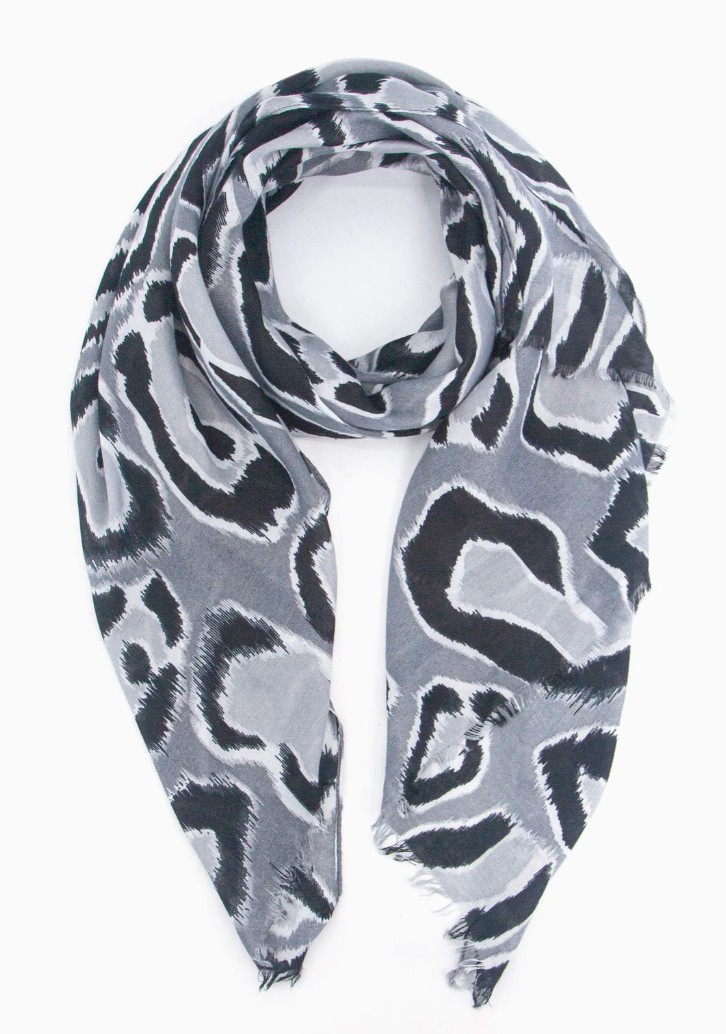 Grey/Black Large Leopard Scarf
