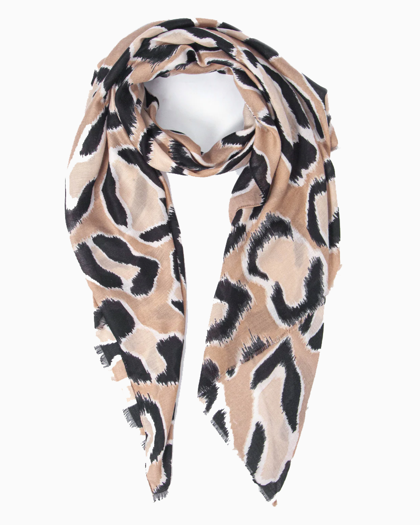 Beige/Black Large Leopard Scarf