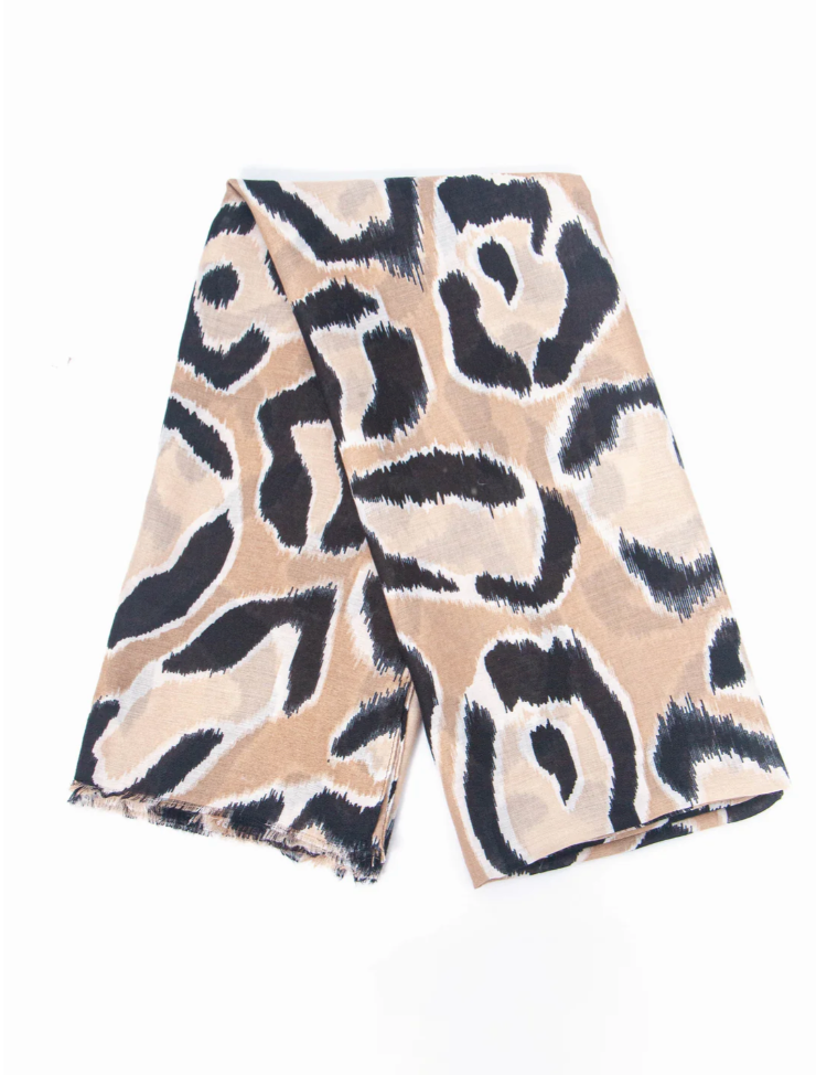 Beige/Black Large Leopard Scarf