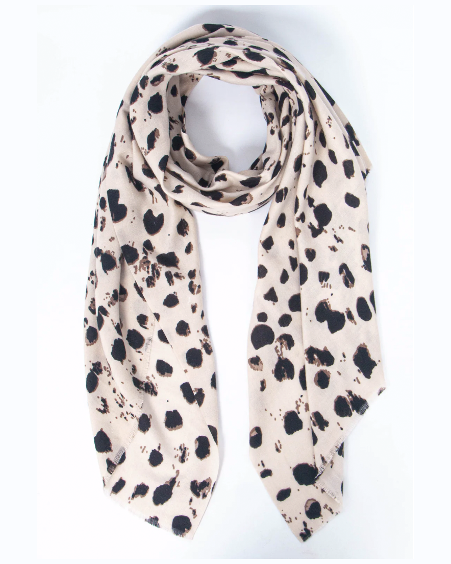 Cream Painted Leopard Scarf