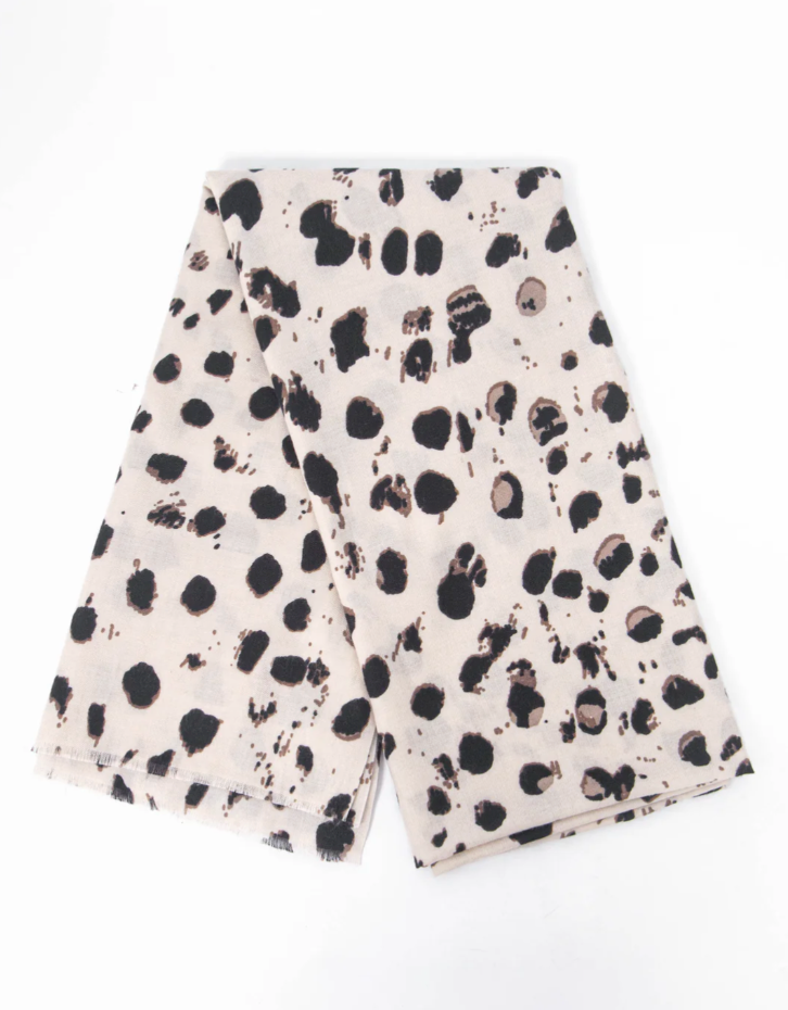 Cream Painted Leopard Scarf