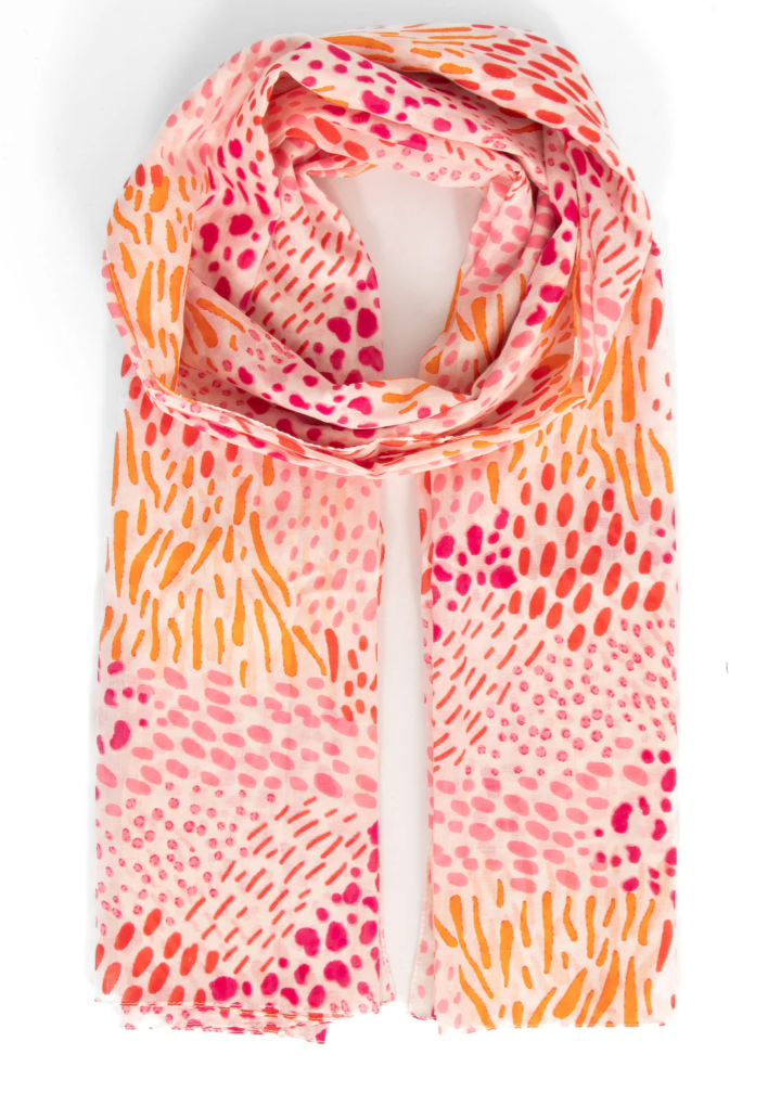 Pink Spotted Abstract Scarf