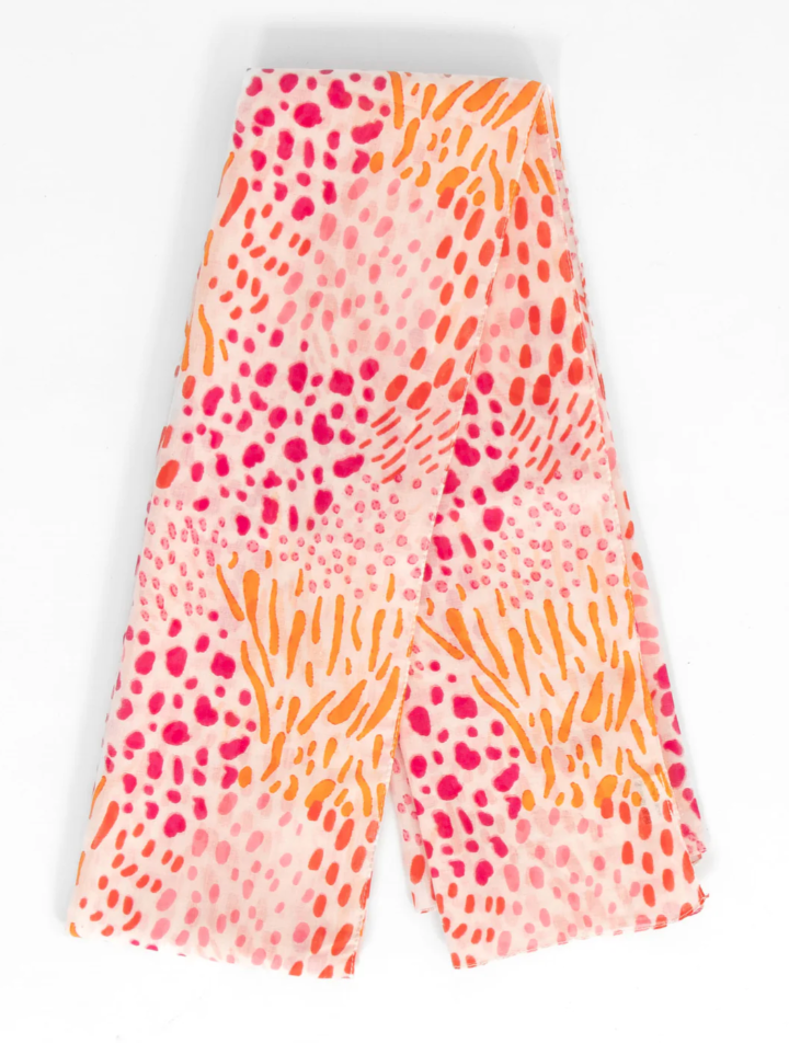 Pink Spotted Abstract Scarf