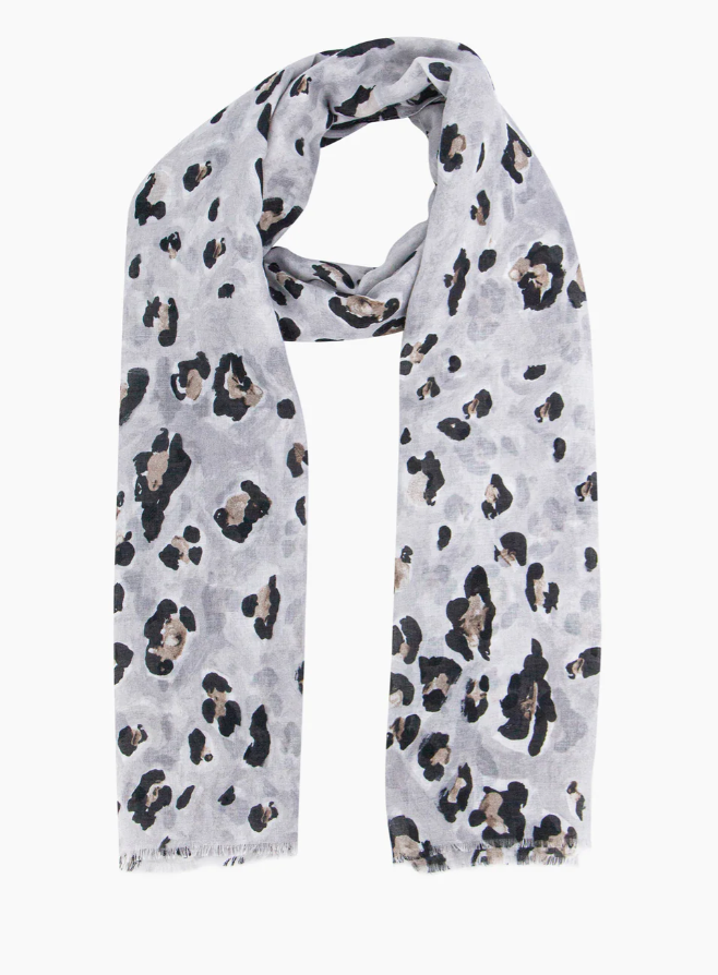 Light Grey Leopard Scarf