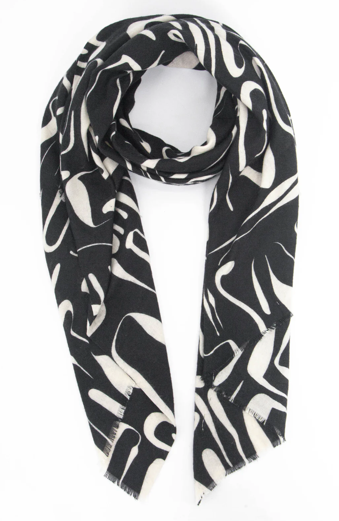 Black/Cream Abstract Scarf