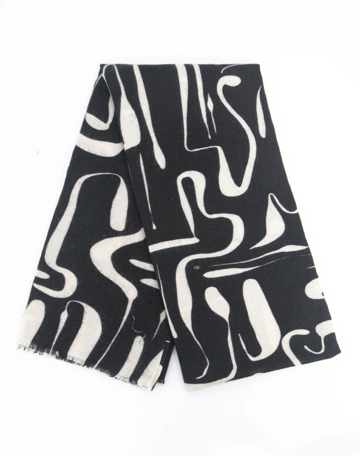 Black/Cream Abstract Scarf