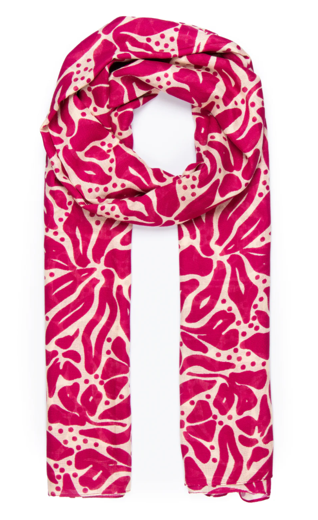 Fuchsia/Cream Floral Scarf