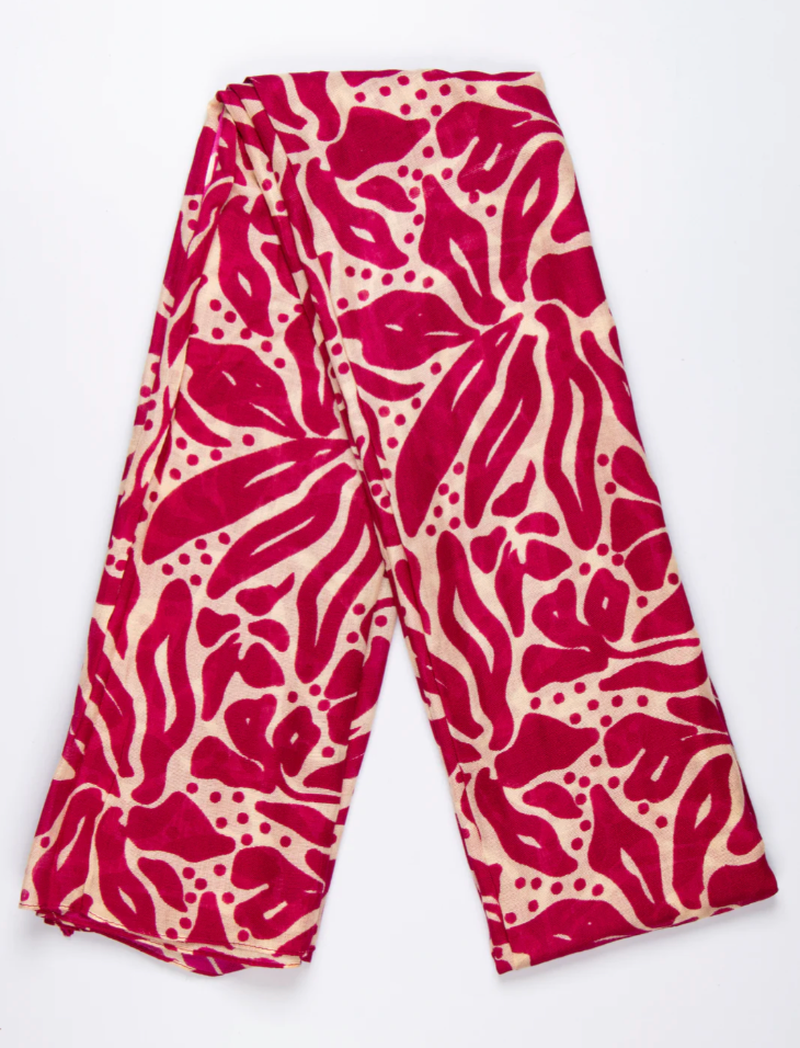 Fuchsia/Cream Floral Scarf