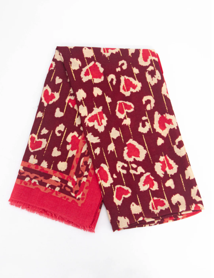 Red Leopard Border Scarf