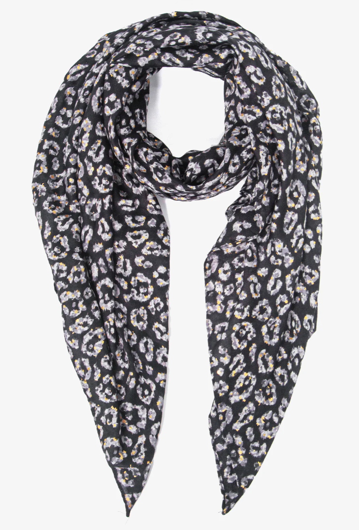 Black Animal Foil Scarf