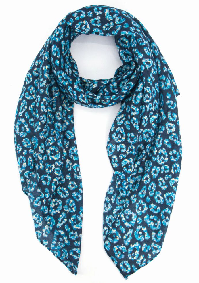 Blue Animal Foil Scarf
