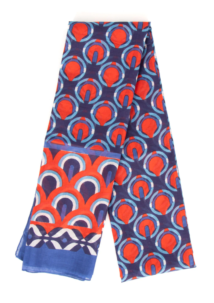 Navy/Red Dahlia Scarf