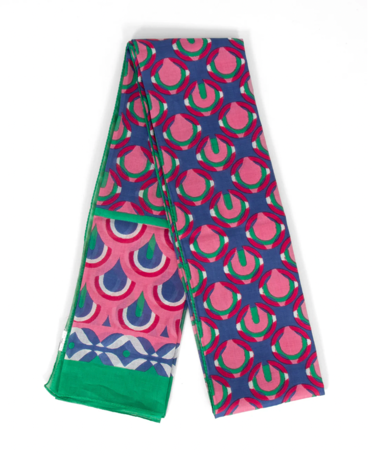 Green/Pink Dahlia Scarf