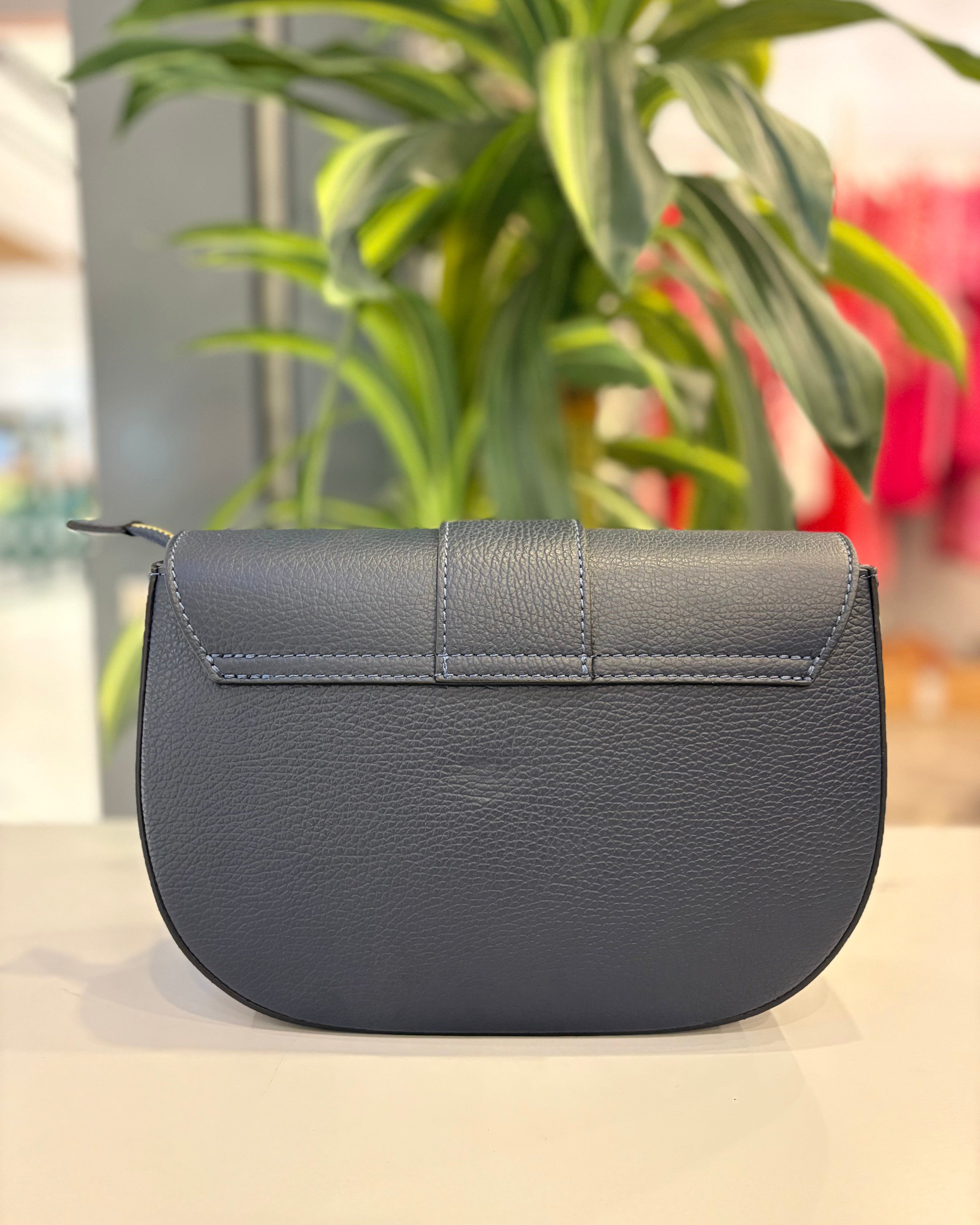 Sicilia Leather Saddle Bag - Navy