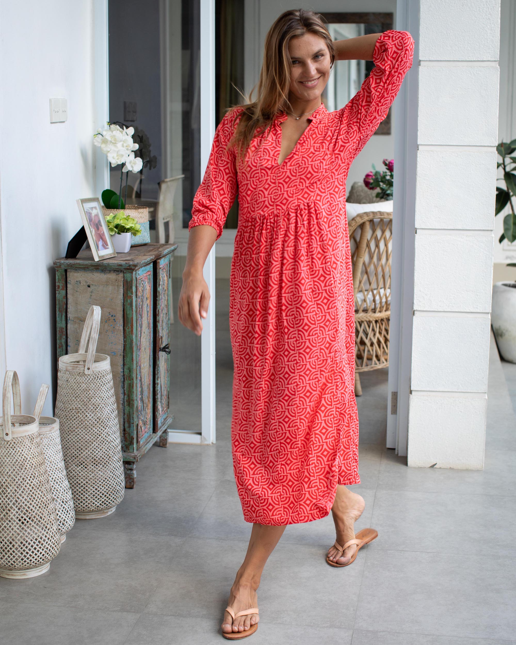 Sicily Dress - Red Large Maze