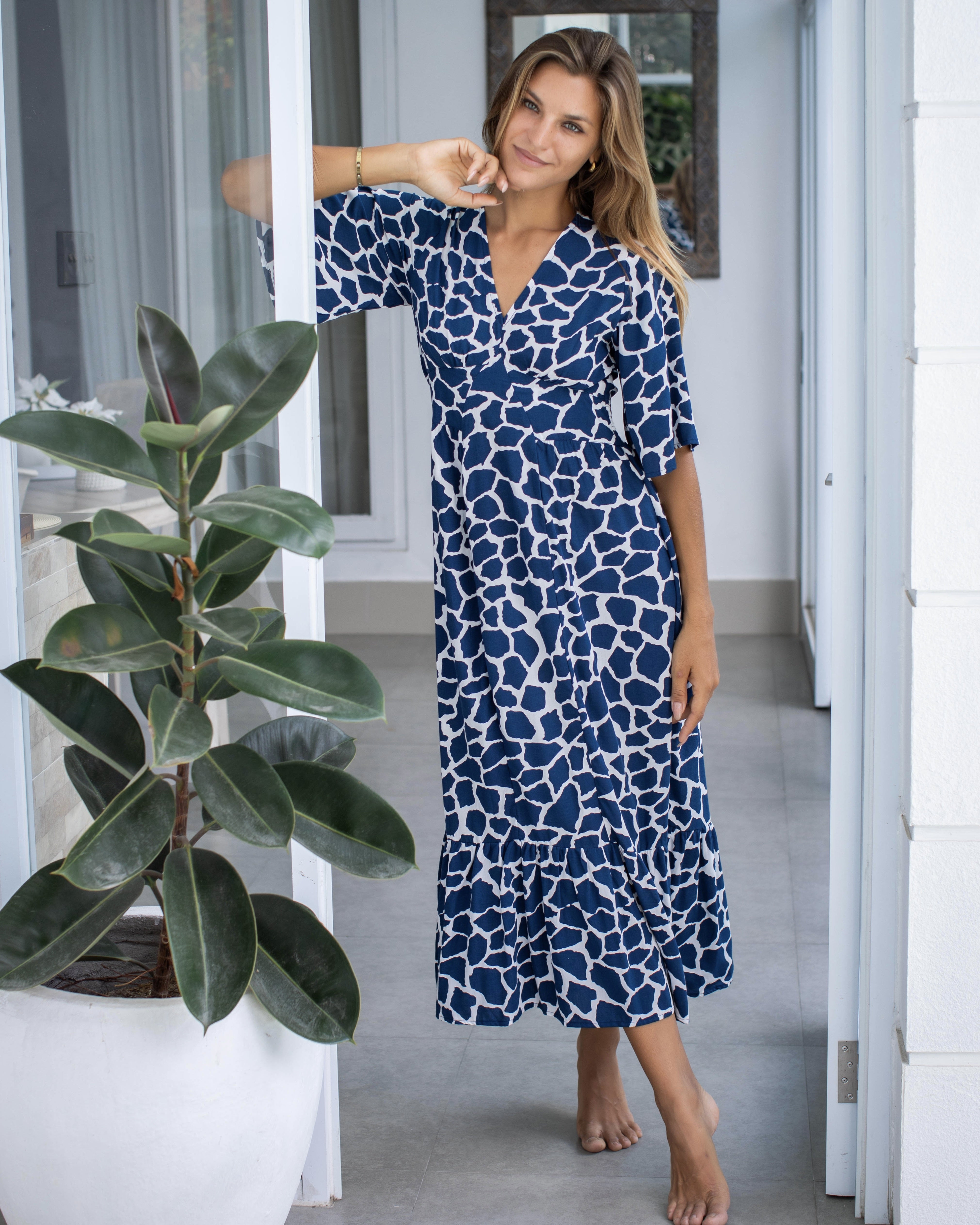 Willa Dress - Navy Giraffe