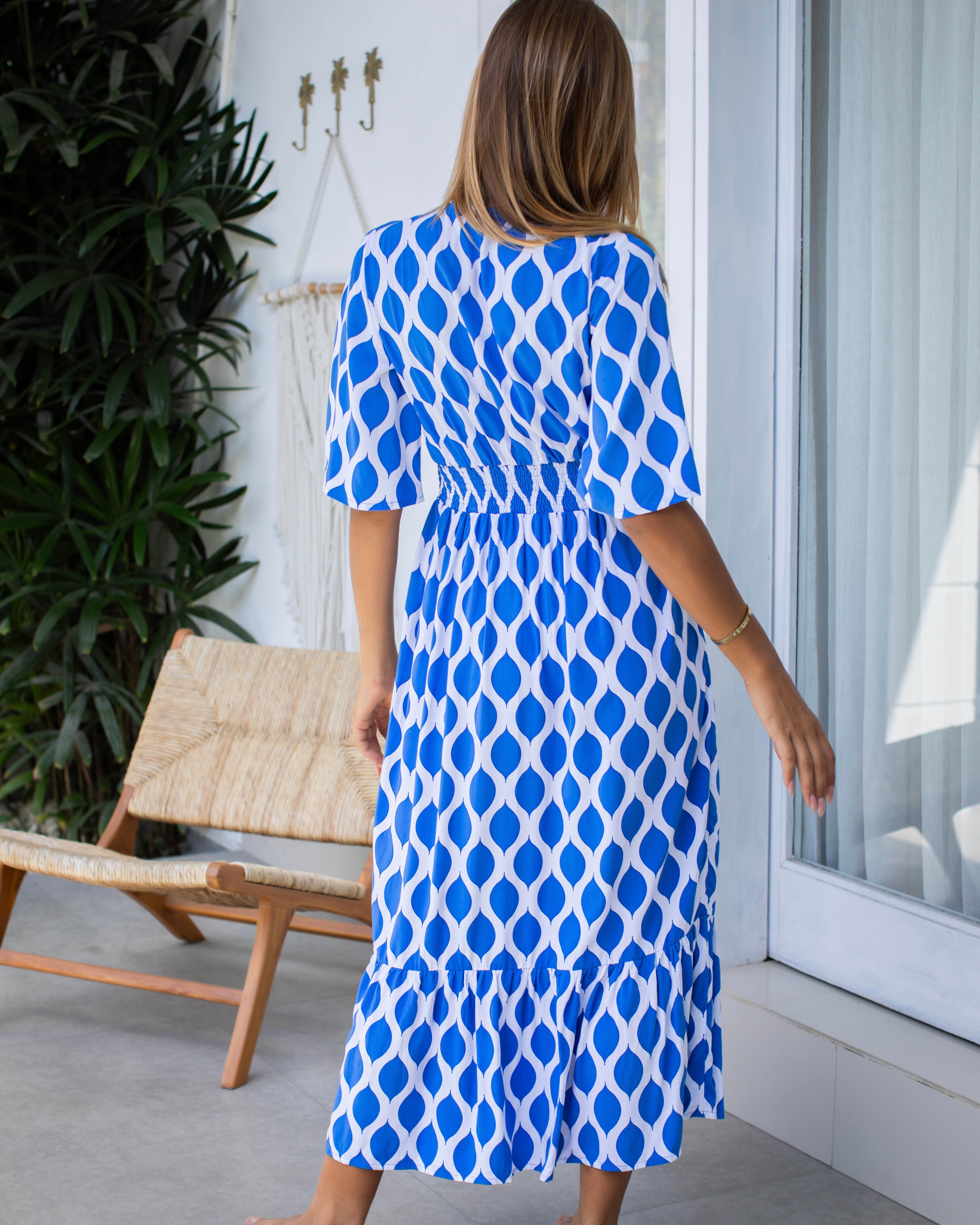 Willa Dress - Cobalt London Trellis