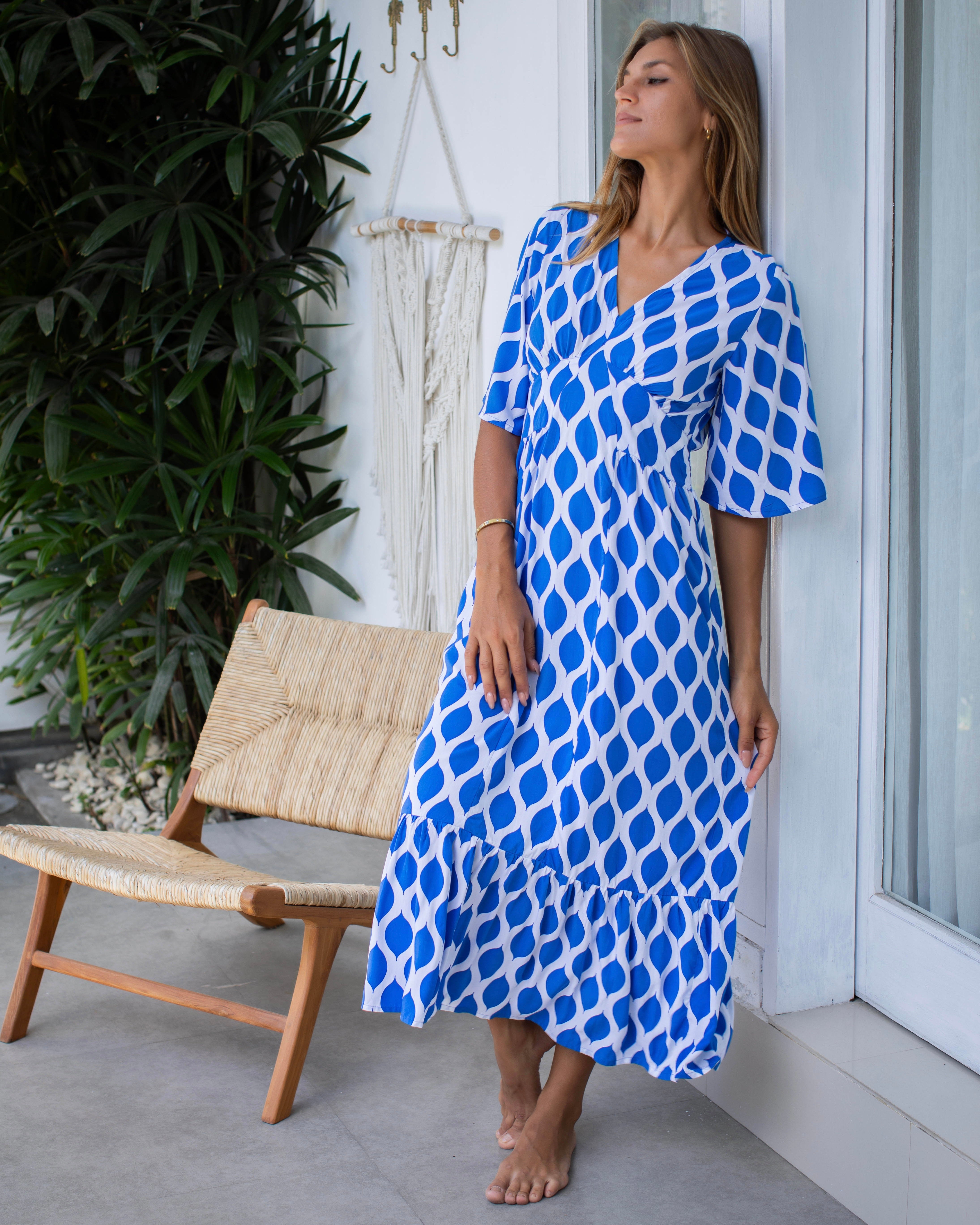 Willa Dress - Cobalt London Trellis