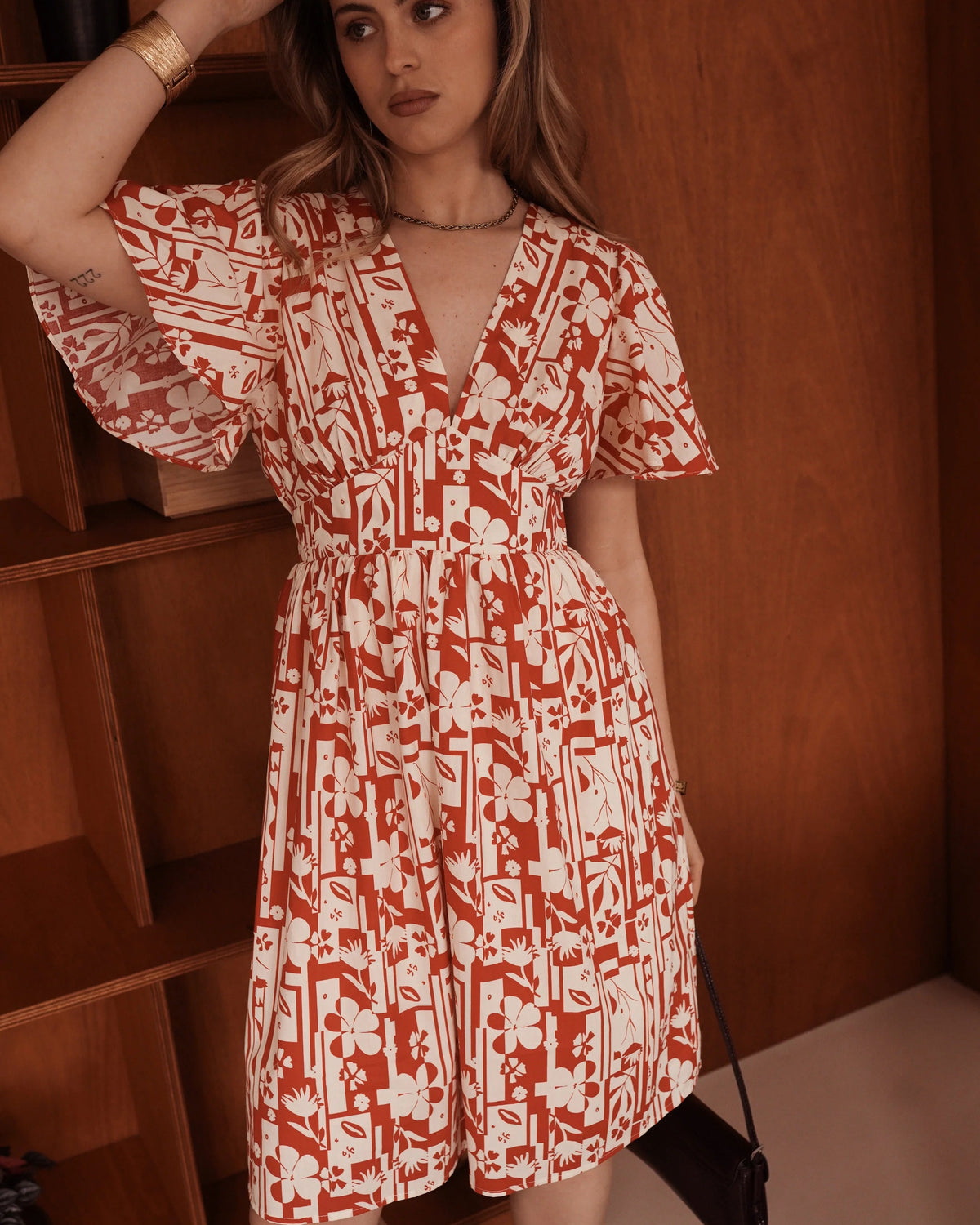Jodi Short Dress - Red/White