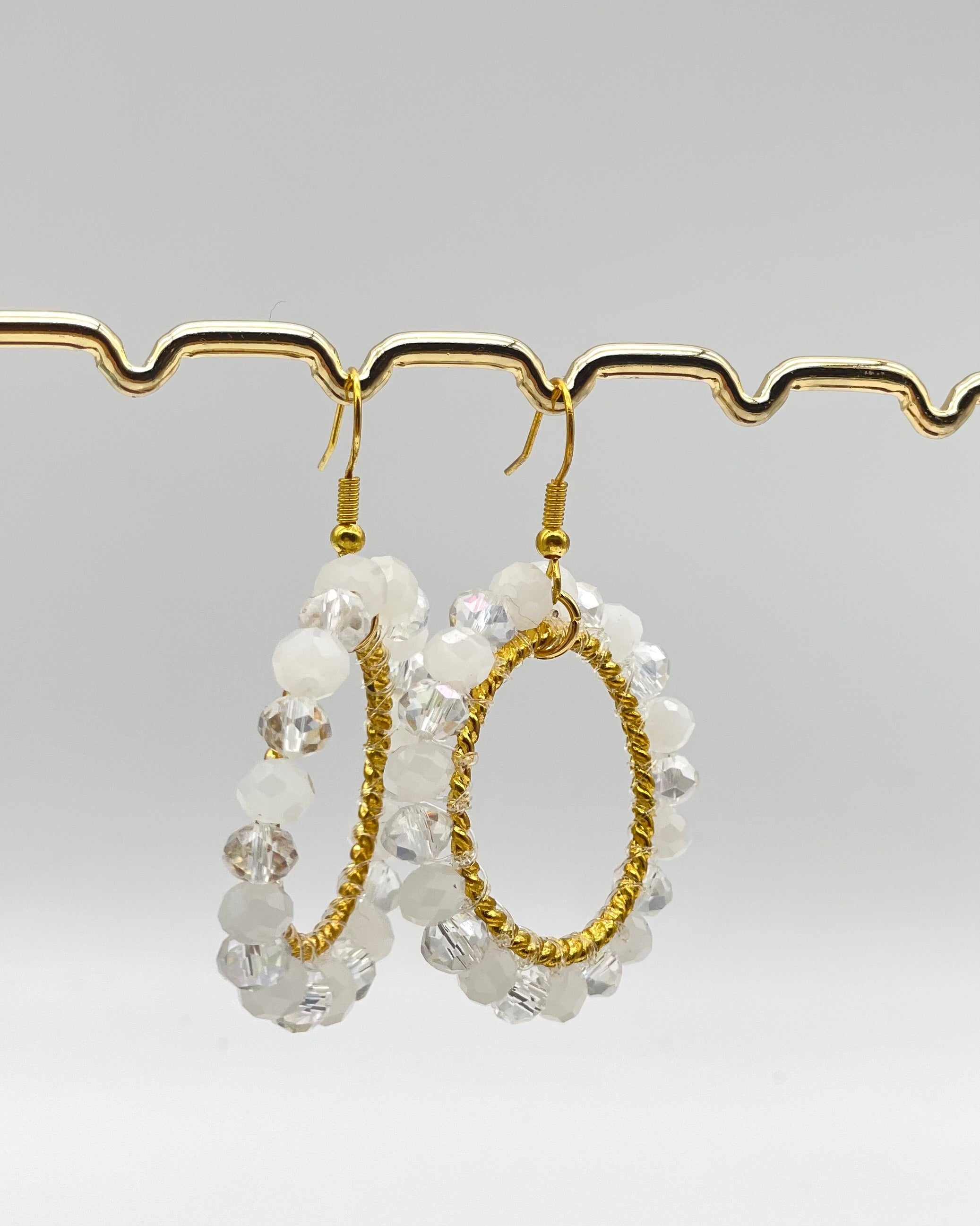 Bali Crystal Hoop Earrings - White