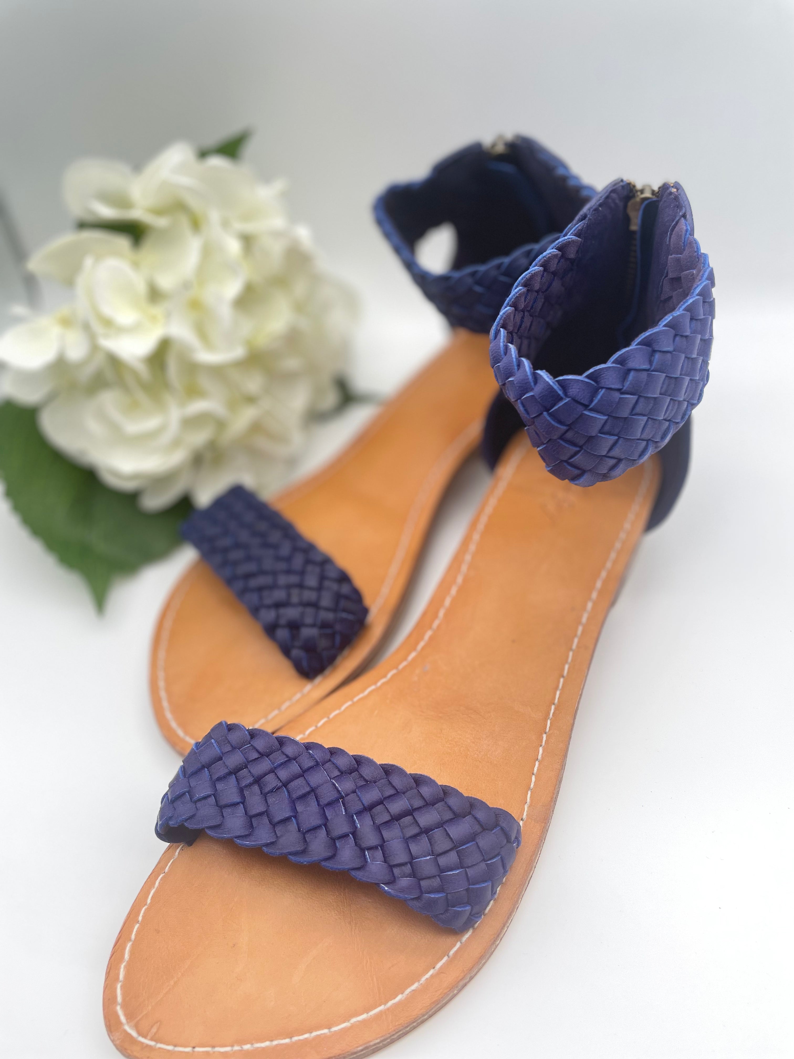Bahama Sandal - Navy Block Heel