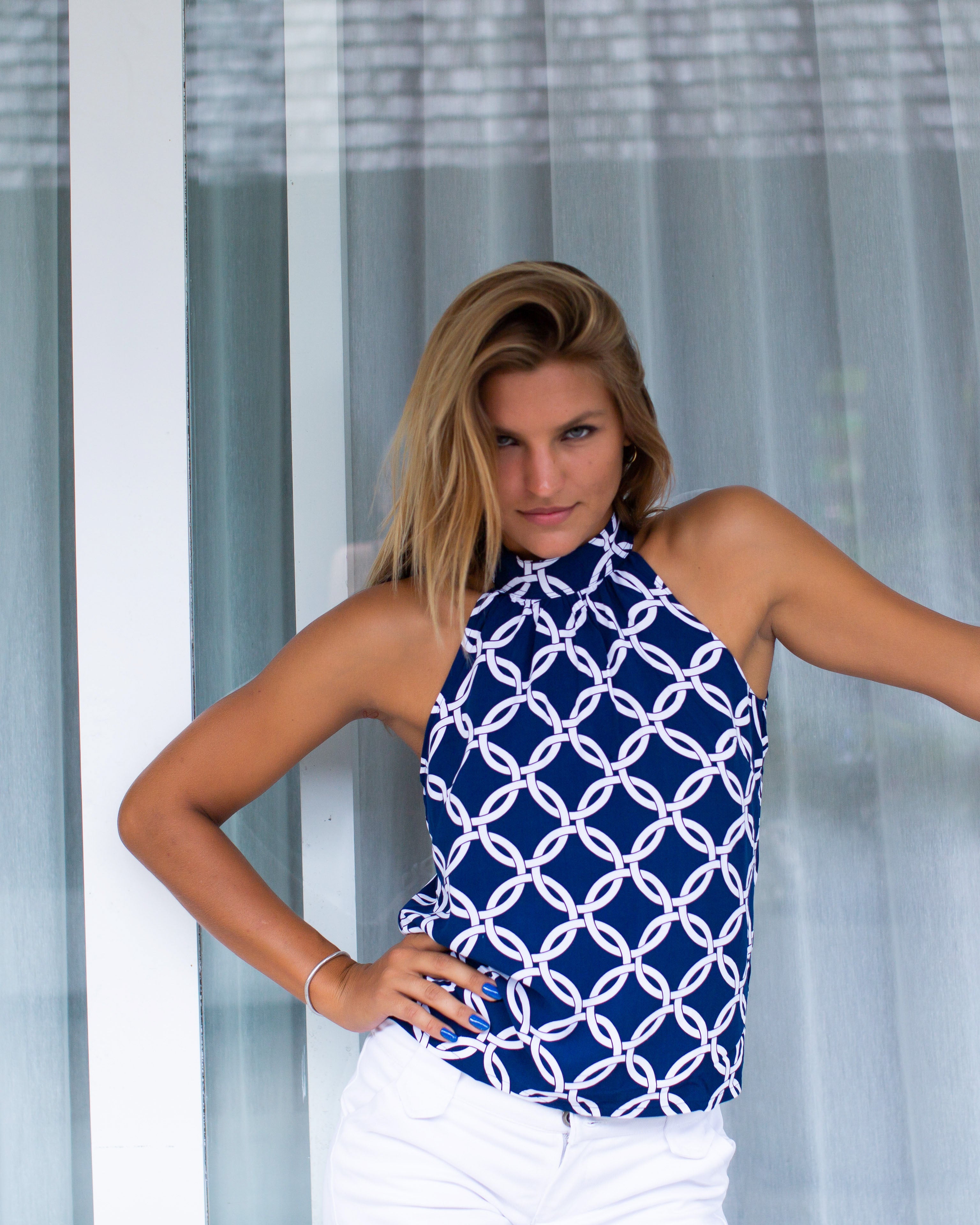 Lana Top - Navy Large Olympic Circle