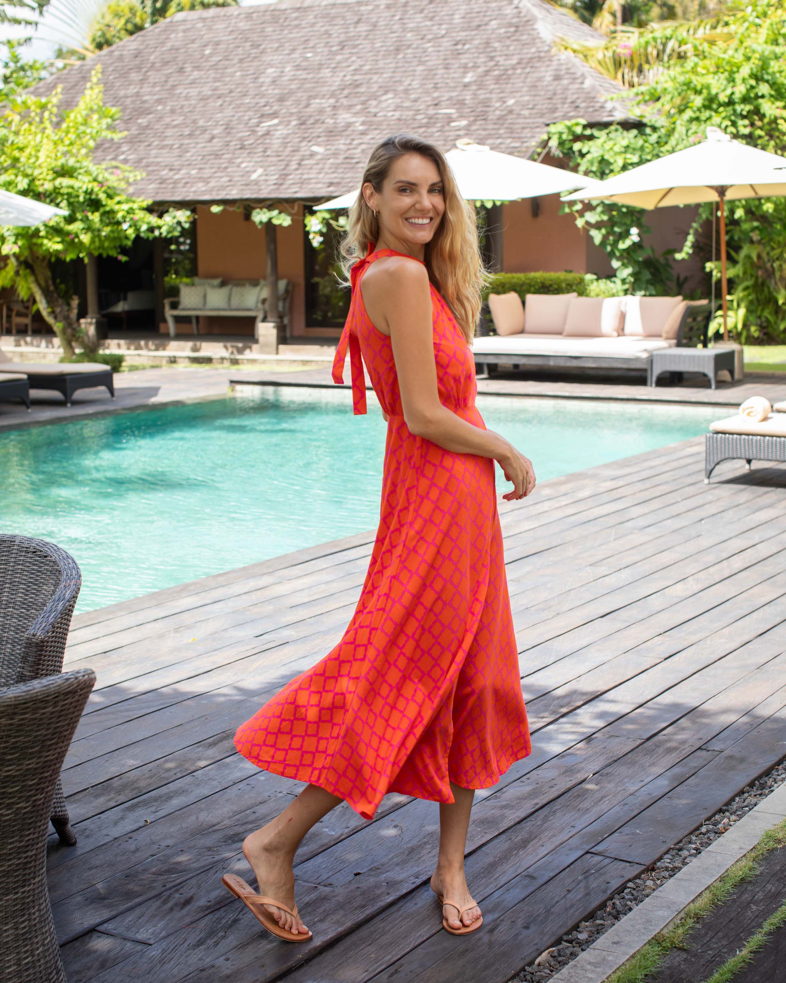 Metis Dress - Hot Pink/Orange Marquis