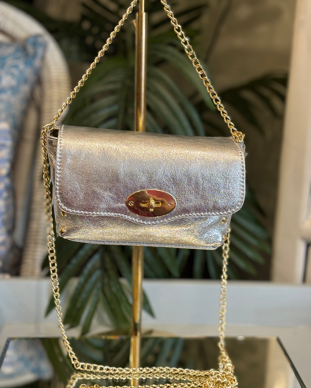 Beatrice Mini Leather Bag - Silver