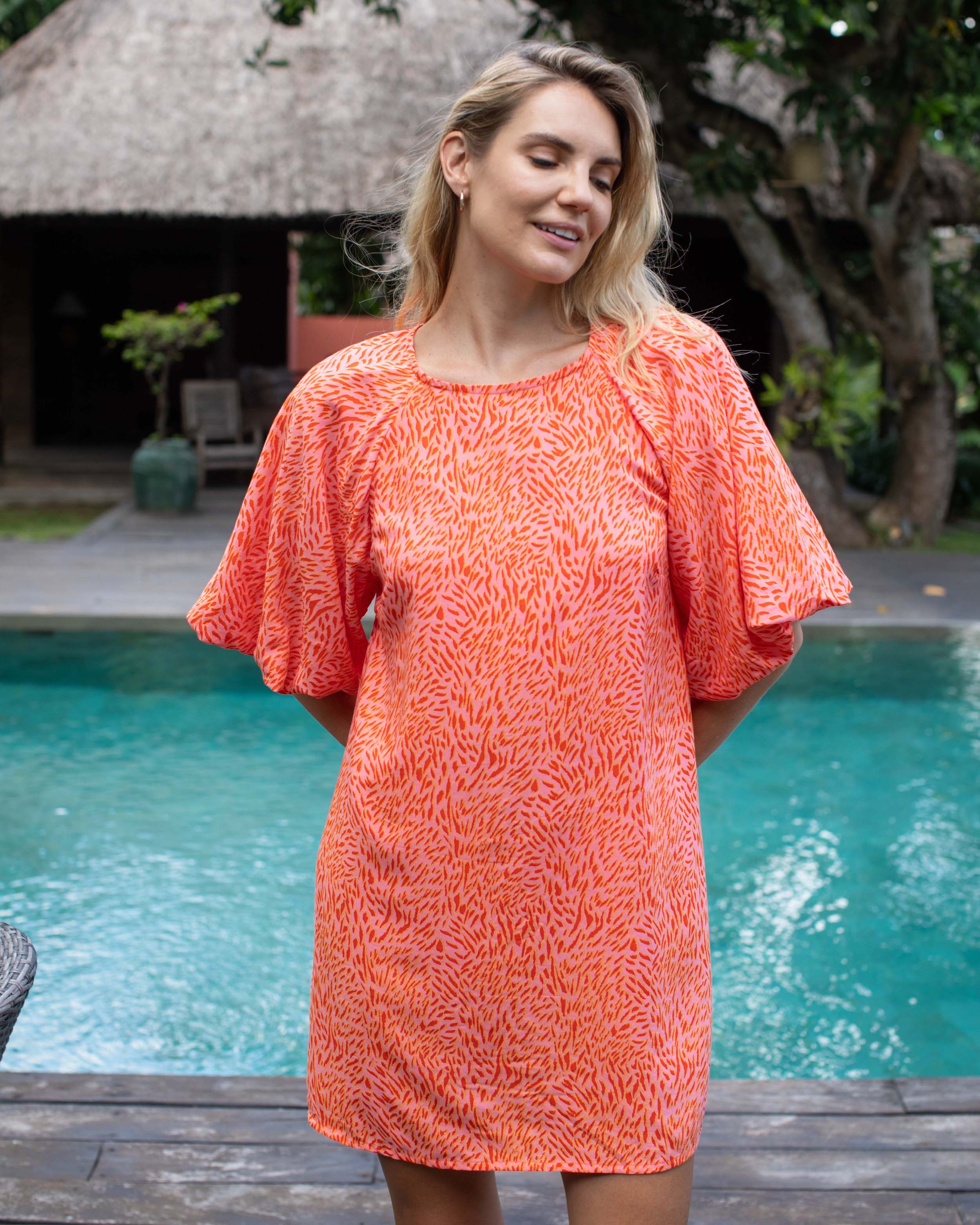 Savannah Dress - Red Small Tiger