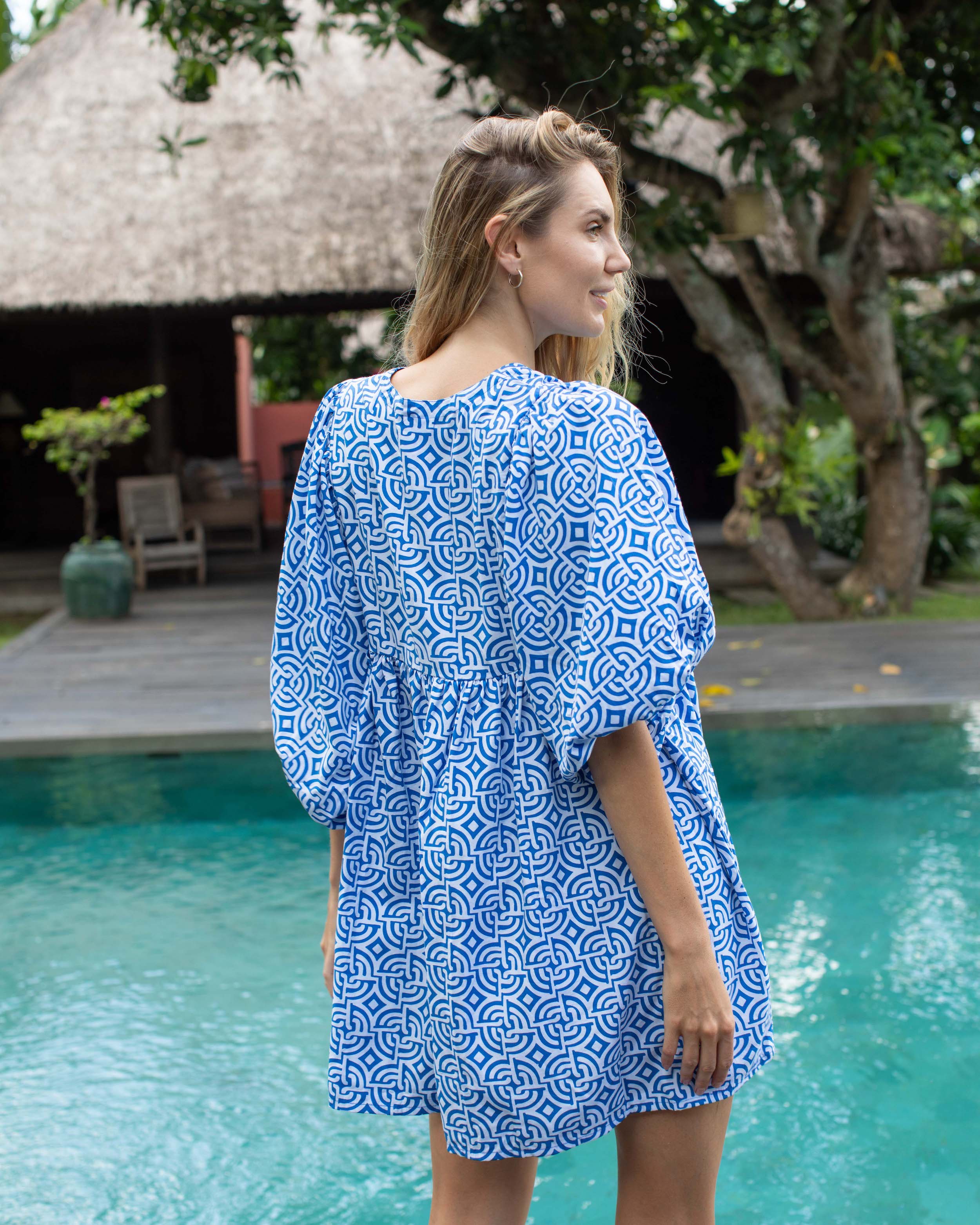 Jessica Dress - Cobalt Large Maze