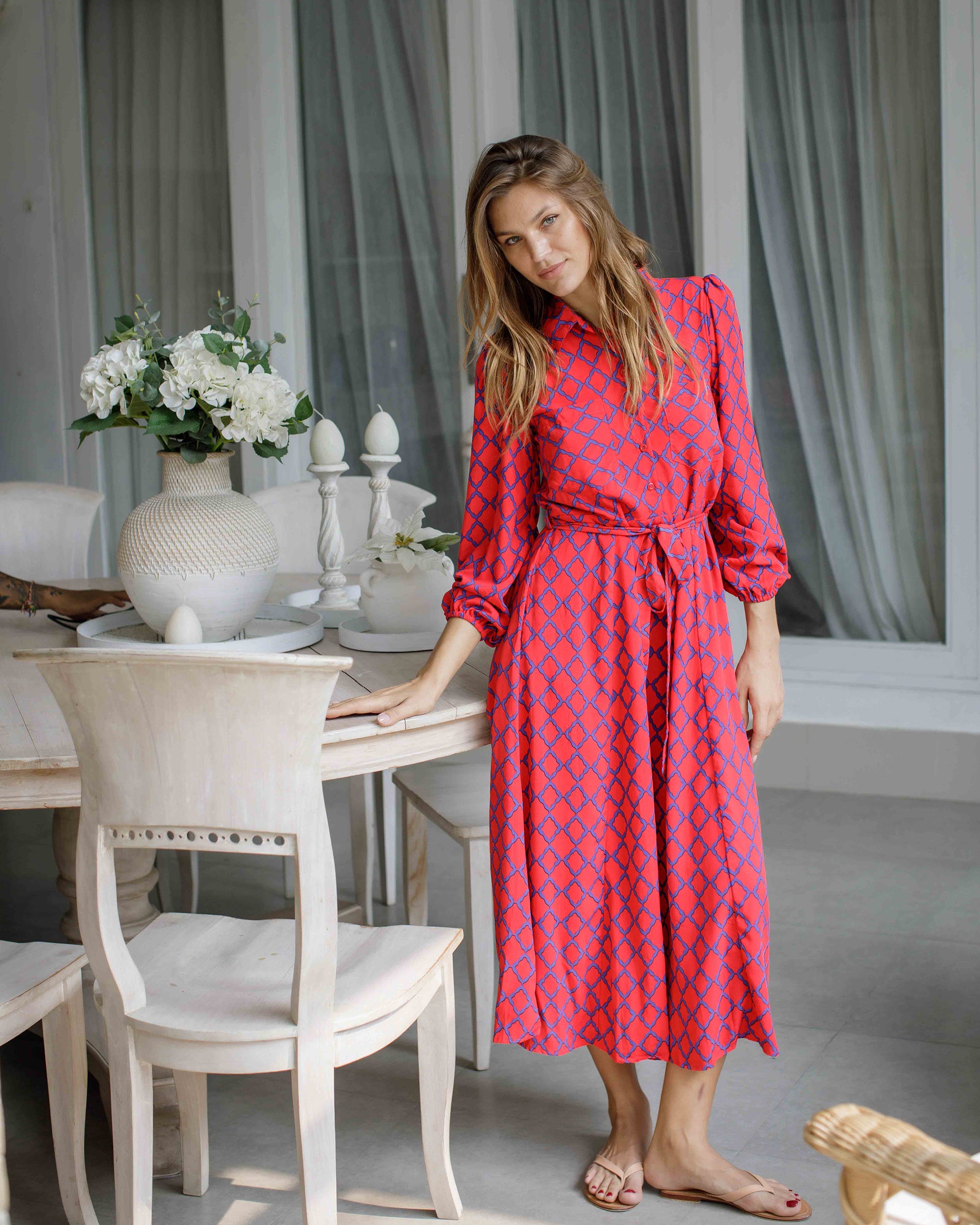 Simone Dress - Red/Liberty Blue Marquis