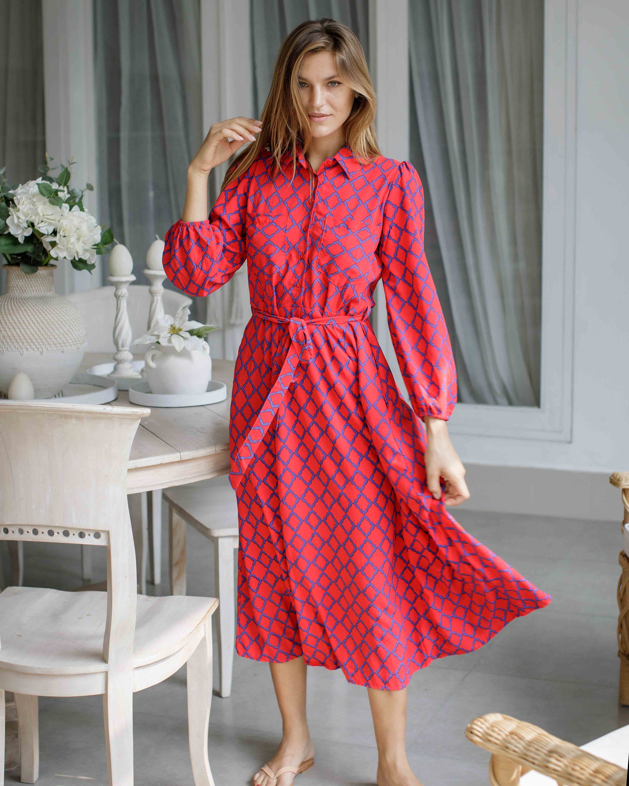 Simone Dress - Red/Liberty Blue Marquis