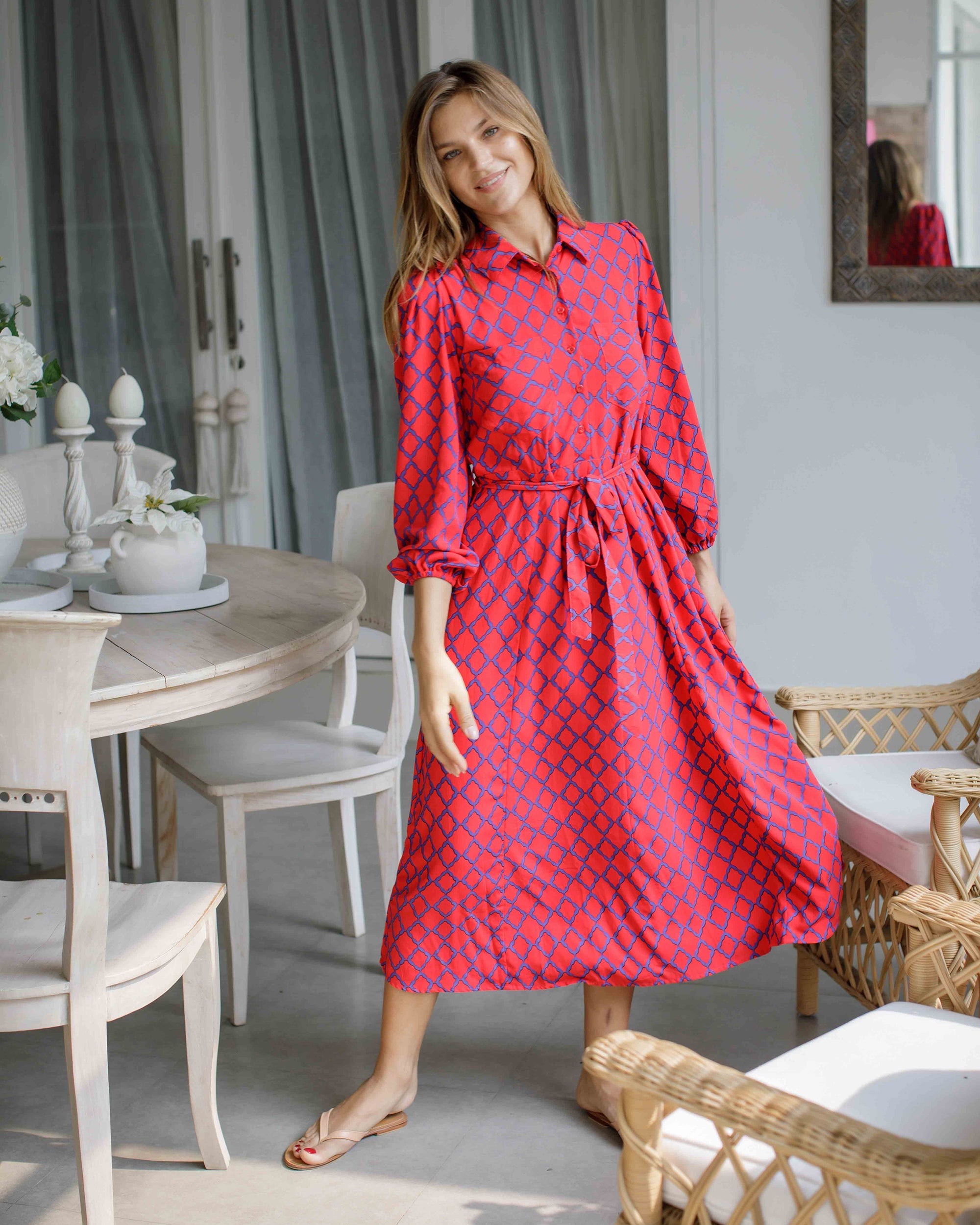 Simone Dress - Red/Liberty Blue Marquis