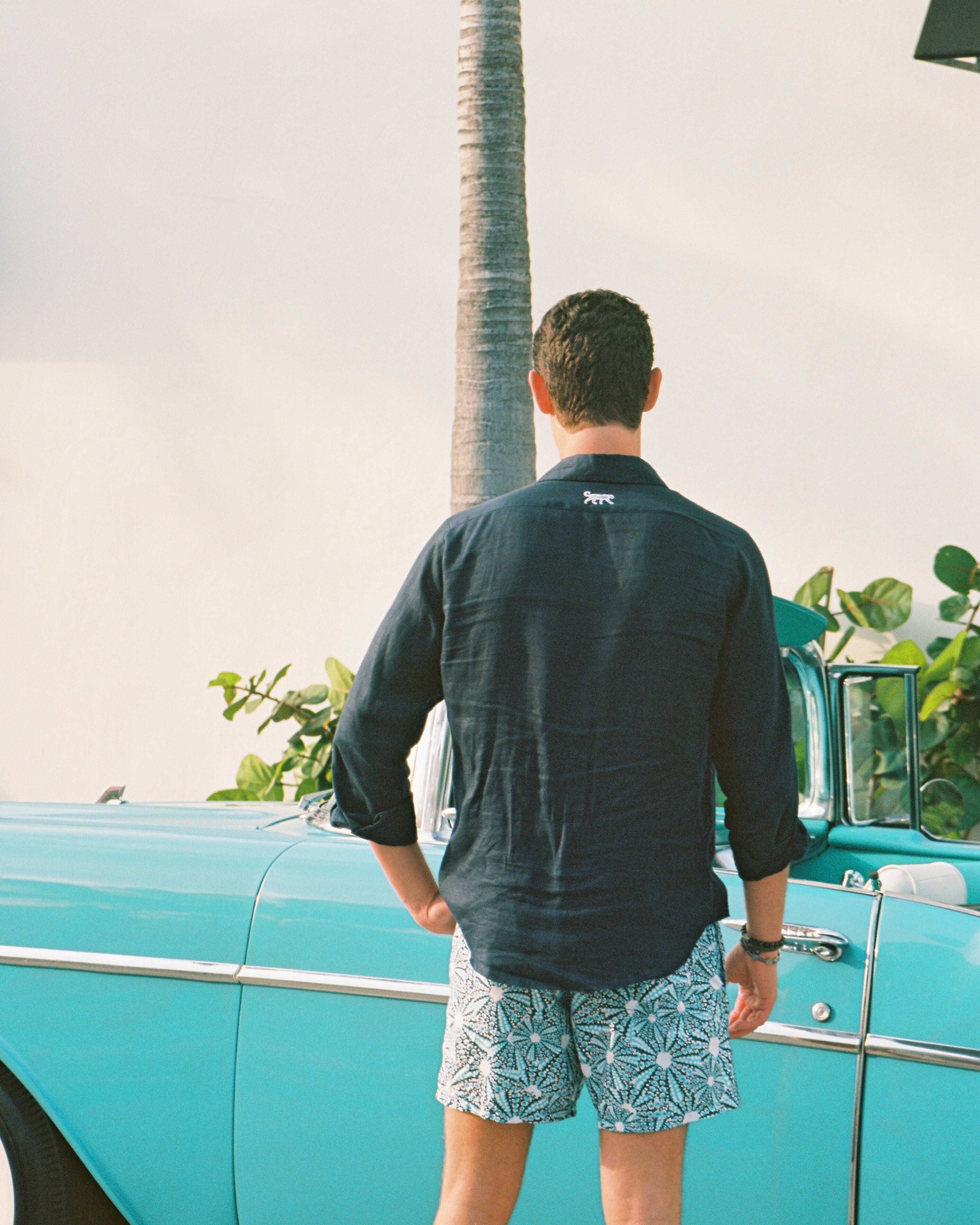 Mustique Men's Linen Shirt - Midnight