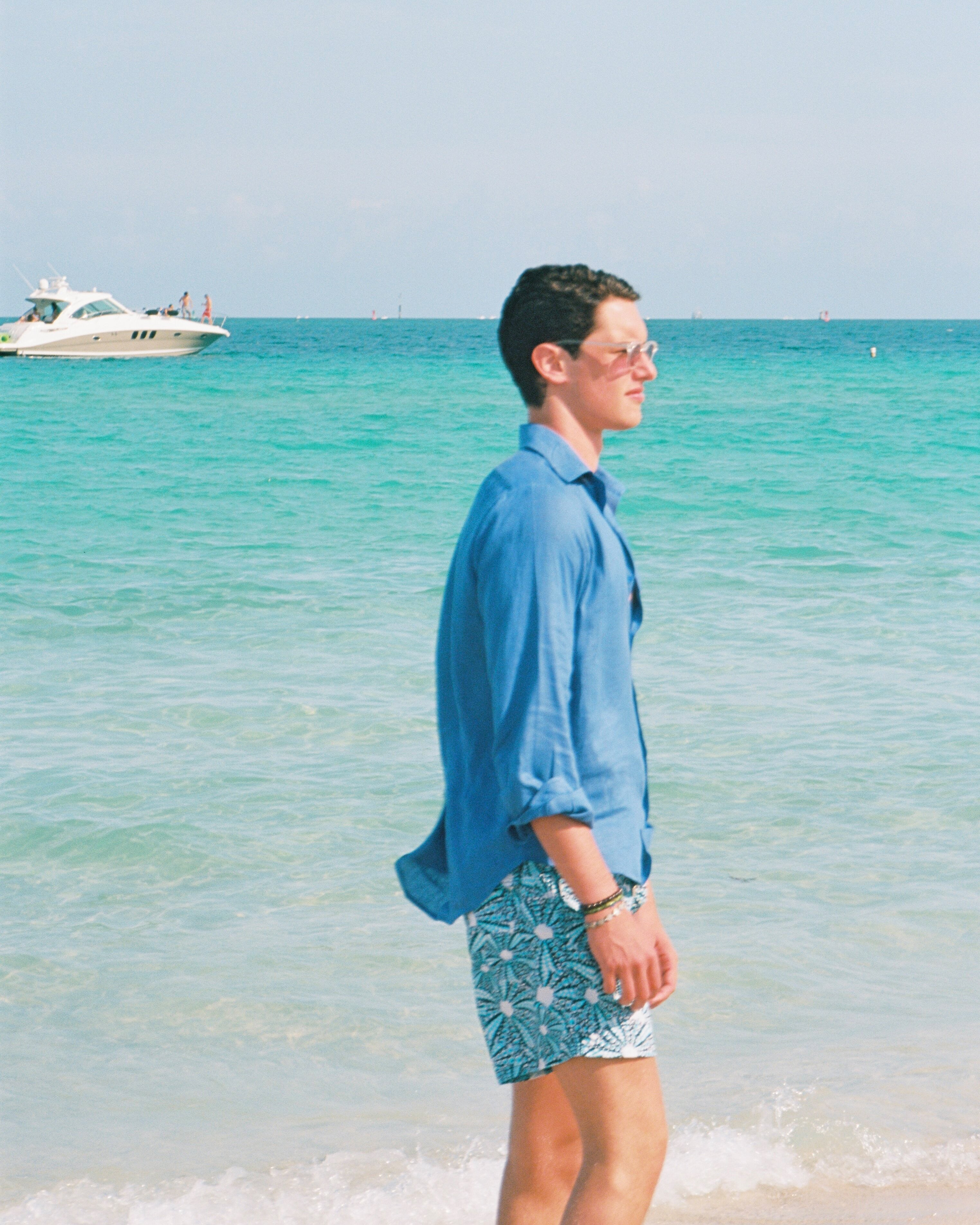 Mustique Men's Linen Shirt - Lapis