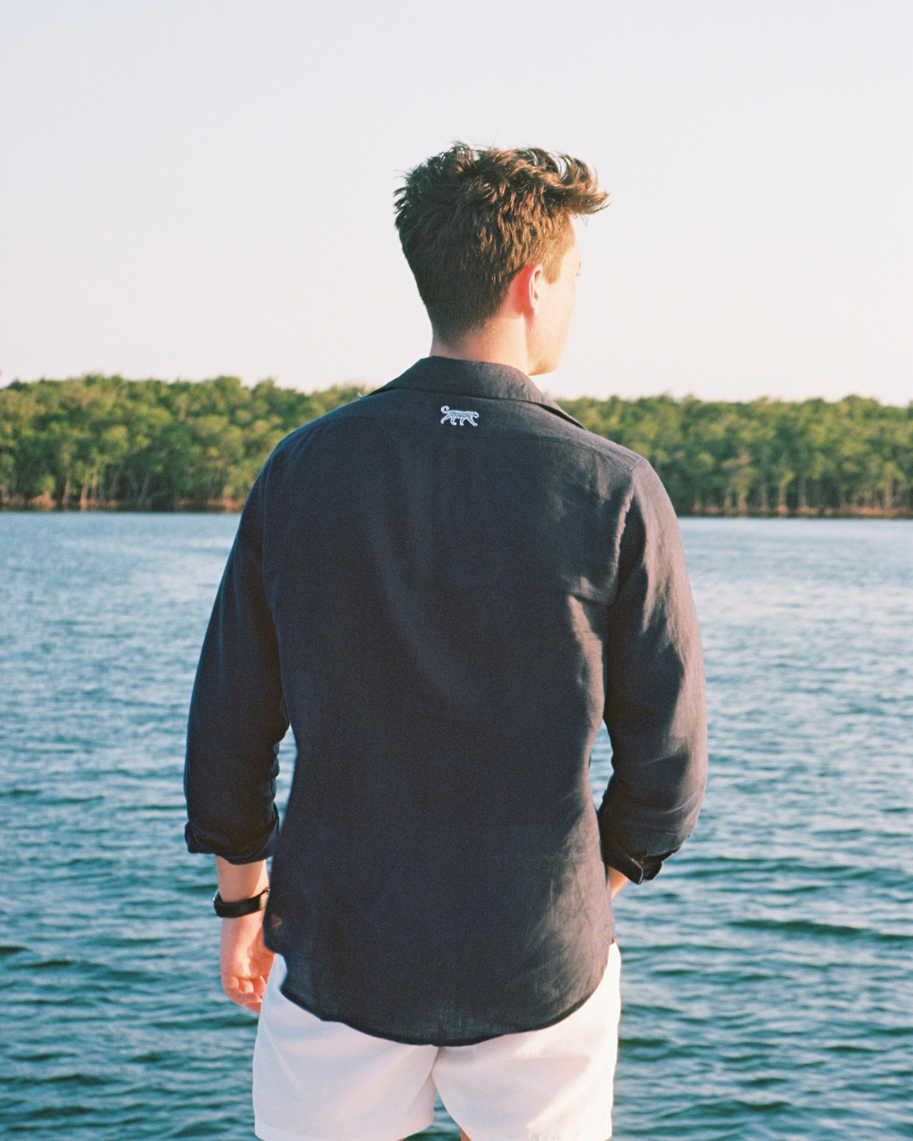 Mustique Men's Linen Shirt - Midnight