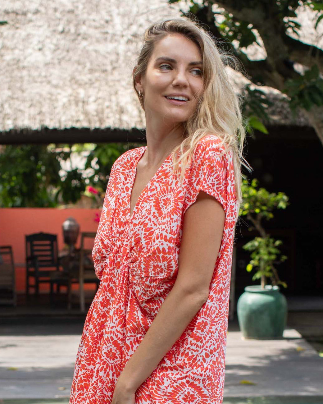 Thea Kaftan - Orange Flower Burst