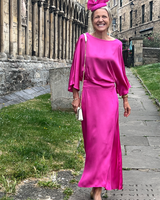 Wisteria Satin Maxi Skirt - Fuchsia