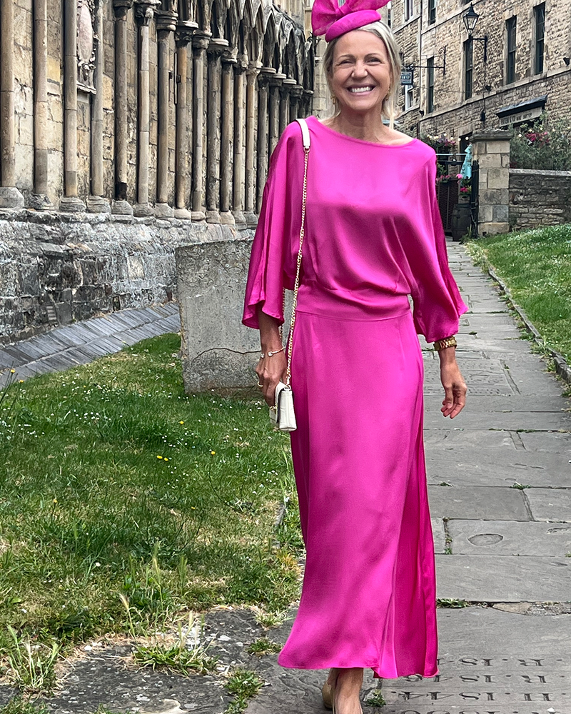 Wisteria Satin Maxi Skirt - Fuchsia
