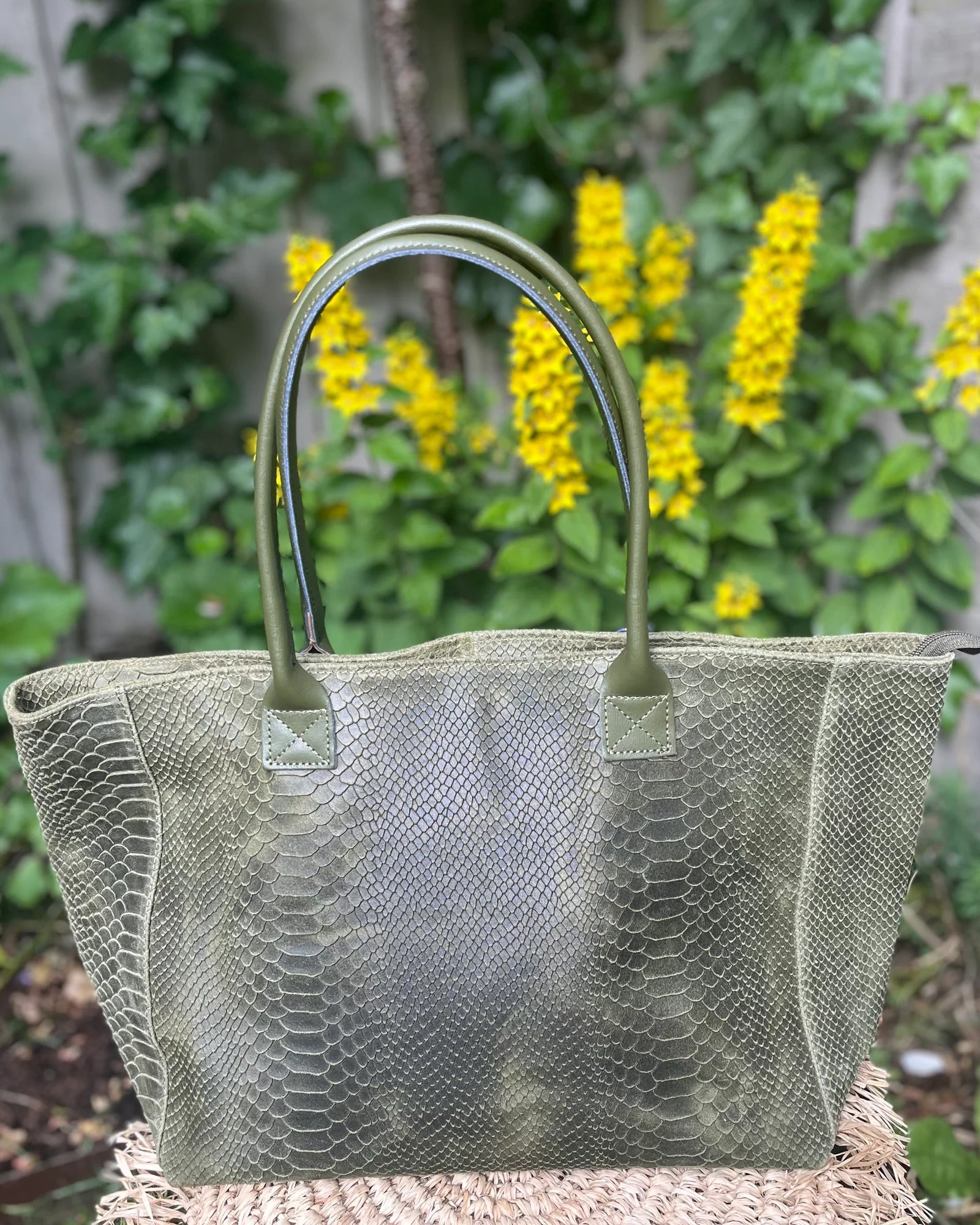 Bolsena Leather Tote Bag - Khaki